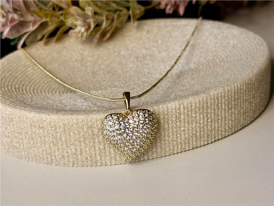 14K Zirkon Taşlı Kalp Xuping Kolye