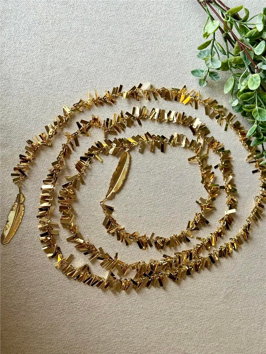 160 Cm Saçaklı Gold Kolye  