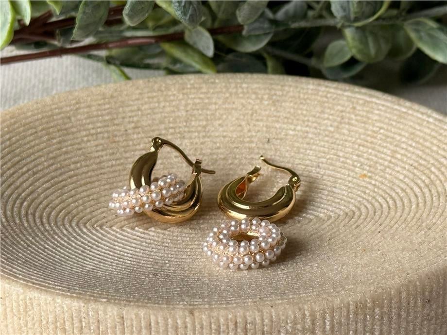 Özel Seri Gold Minik İnci Halka Küpe