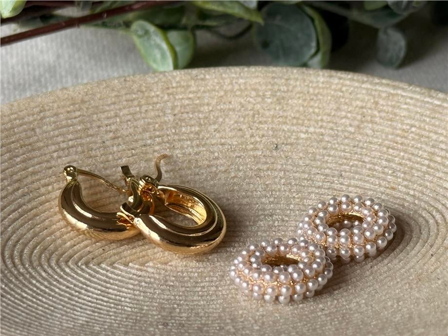 Özel Seri Gold Minik İnci Halka Küpe