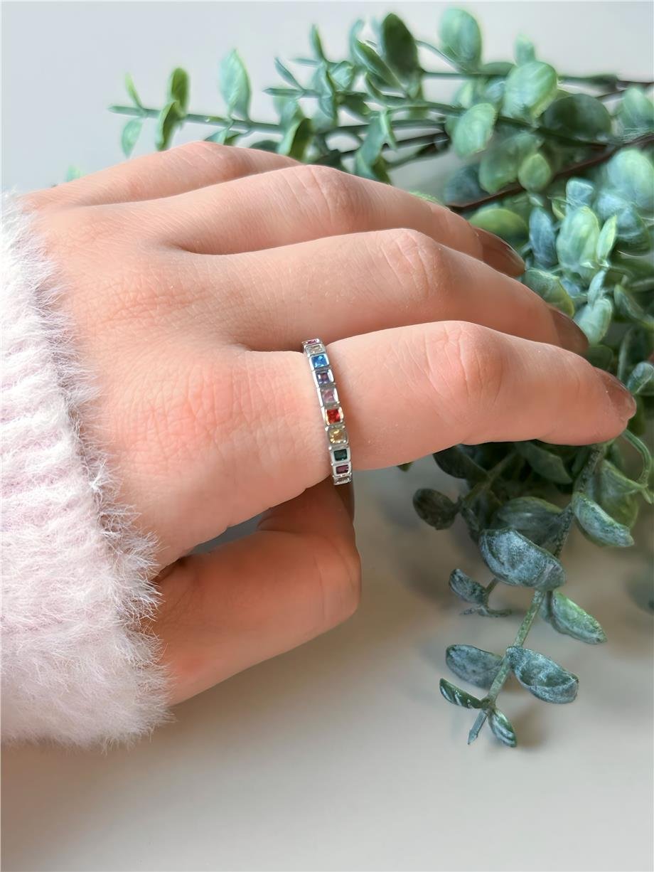 Renkli taşlı silver Xuping yüzük