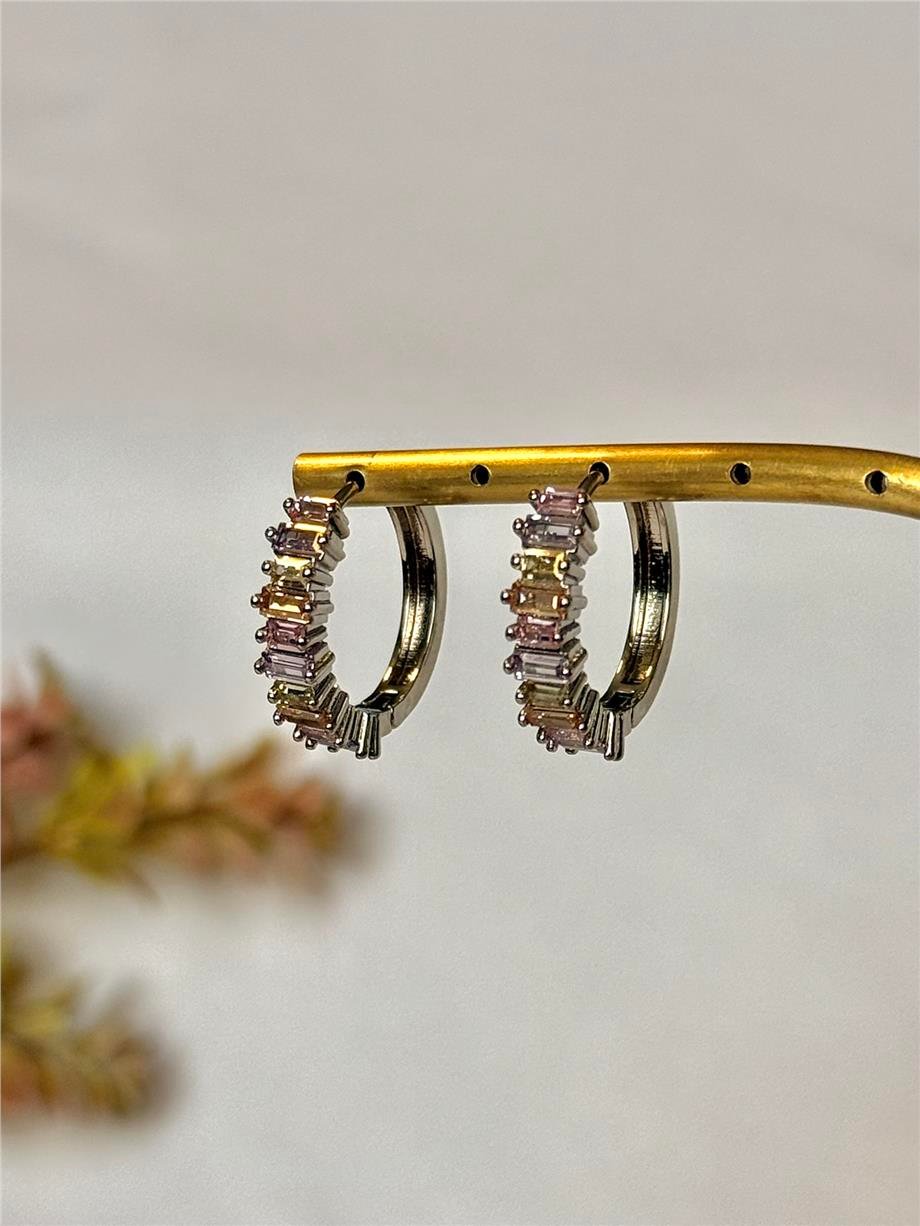 silver zirkon taşlı halka küpe 