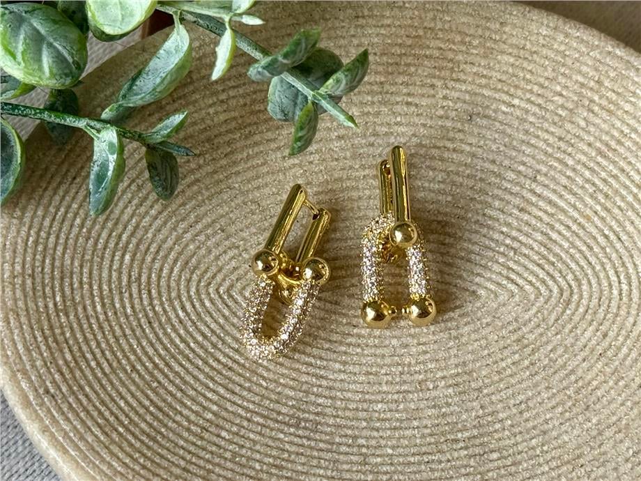 Zirkon Taşlı Marka Model Gold Küpe