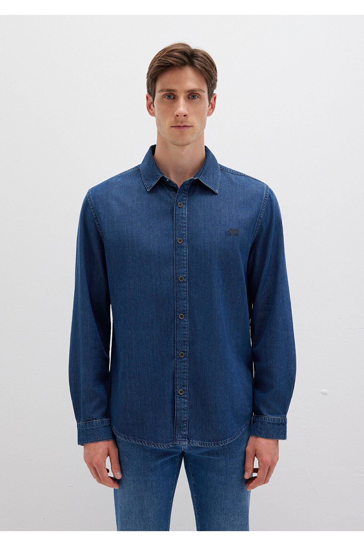 Roy Lux Black Koyu Indigo Mavisi Jean Gömlek Slim Fit / Dar Kesim 0210496-90767