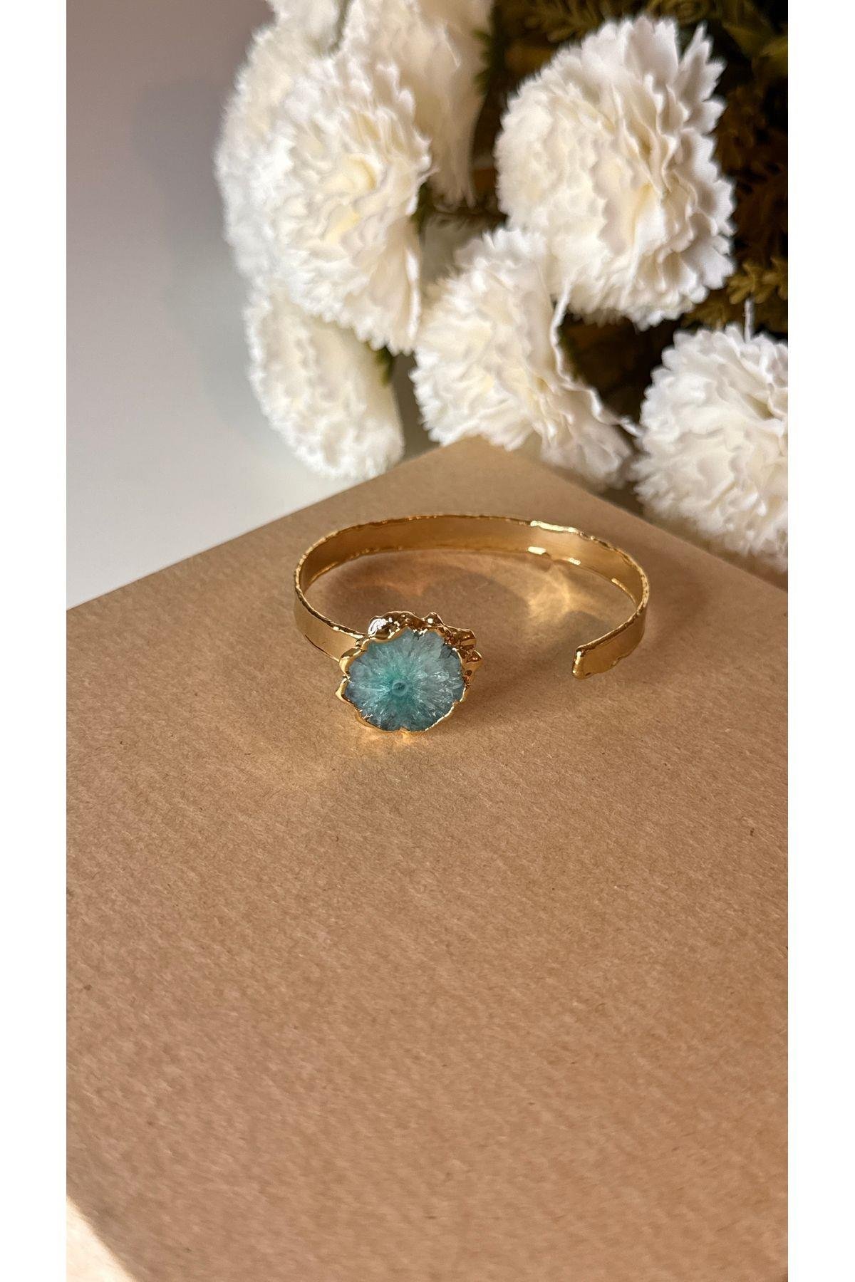 Akik (solgar agate) doğal taş kelepçe
