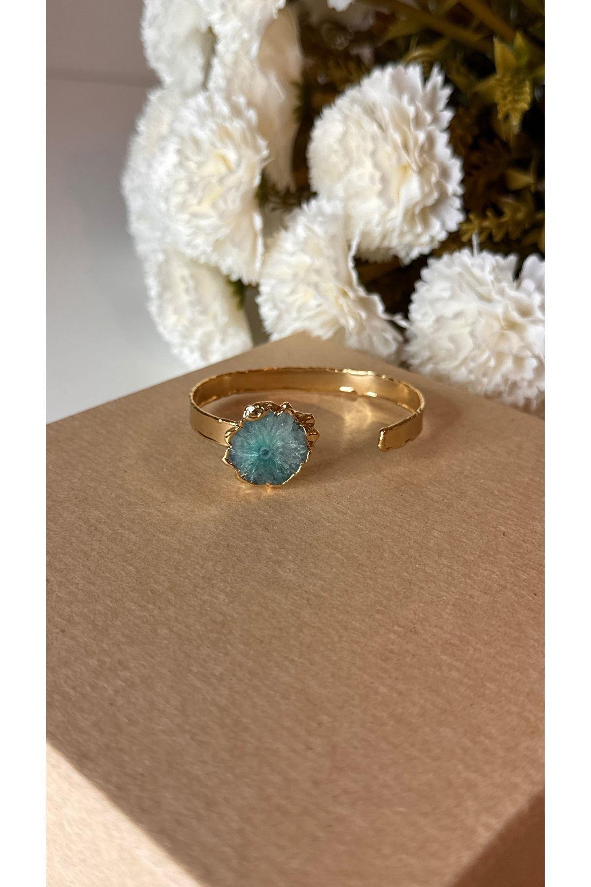 Akik (solgar agate) doğal taş kelepçe