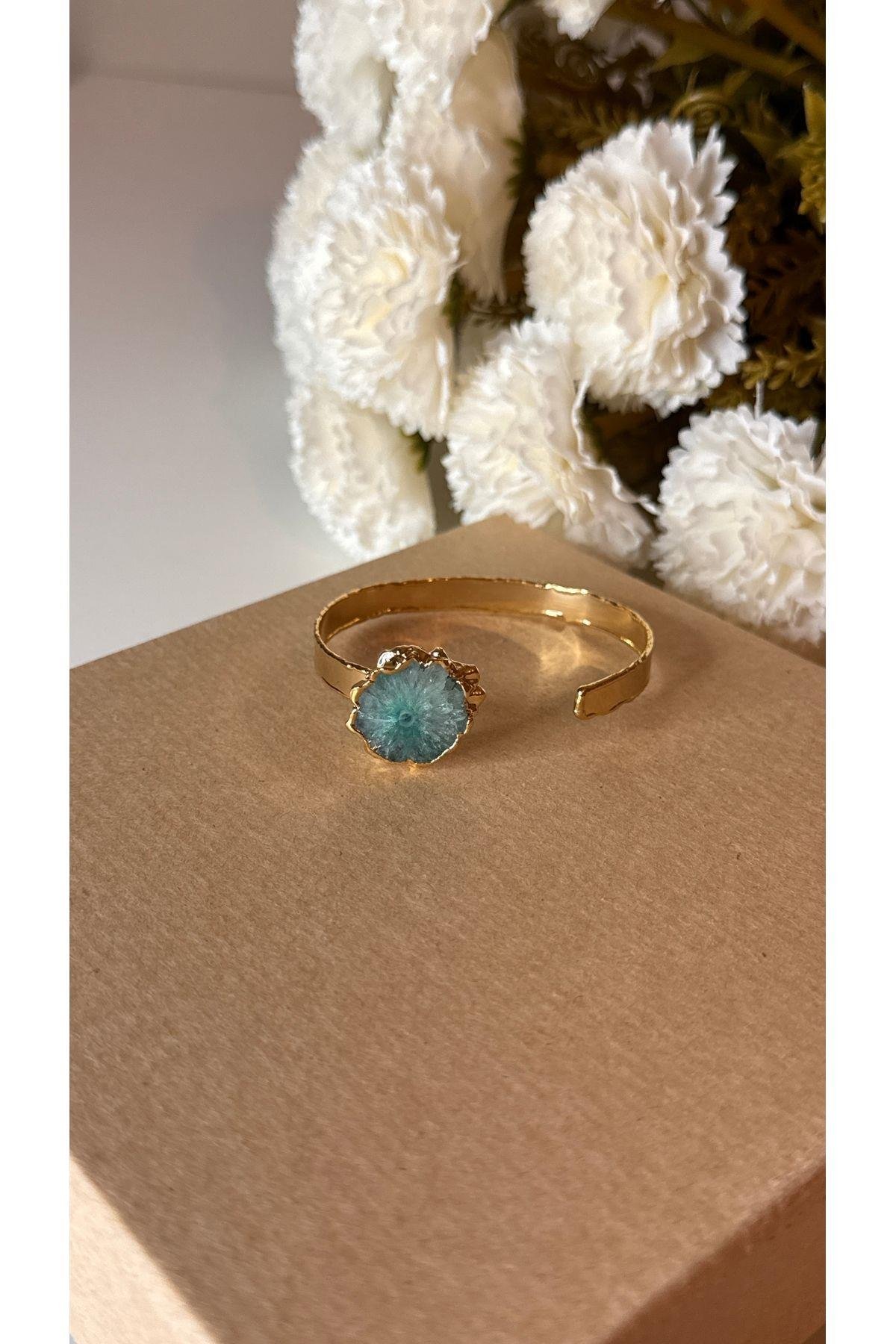 Akik (solgar agate) doğal taş kelepçe