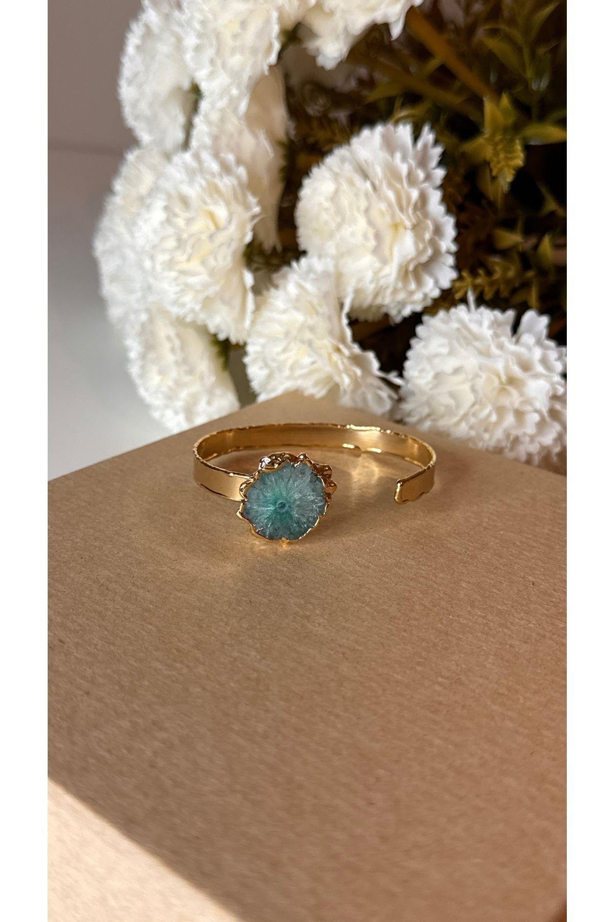 Akik (solgar agate) doğal taş kelepçe