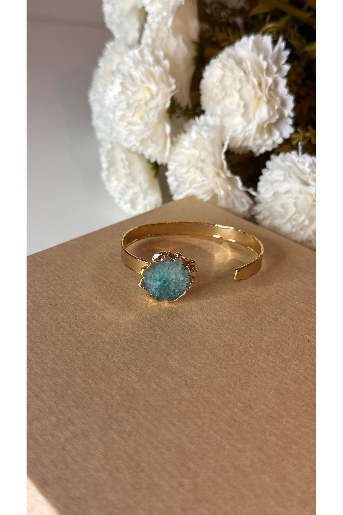 Akik (solgar agate) doğal taş kelepçe