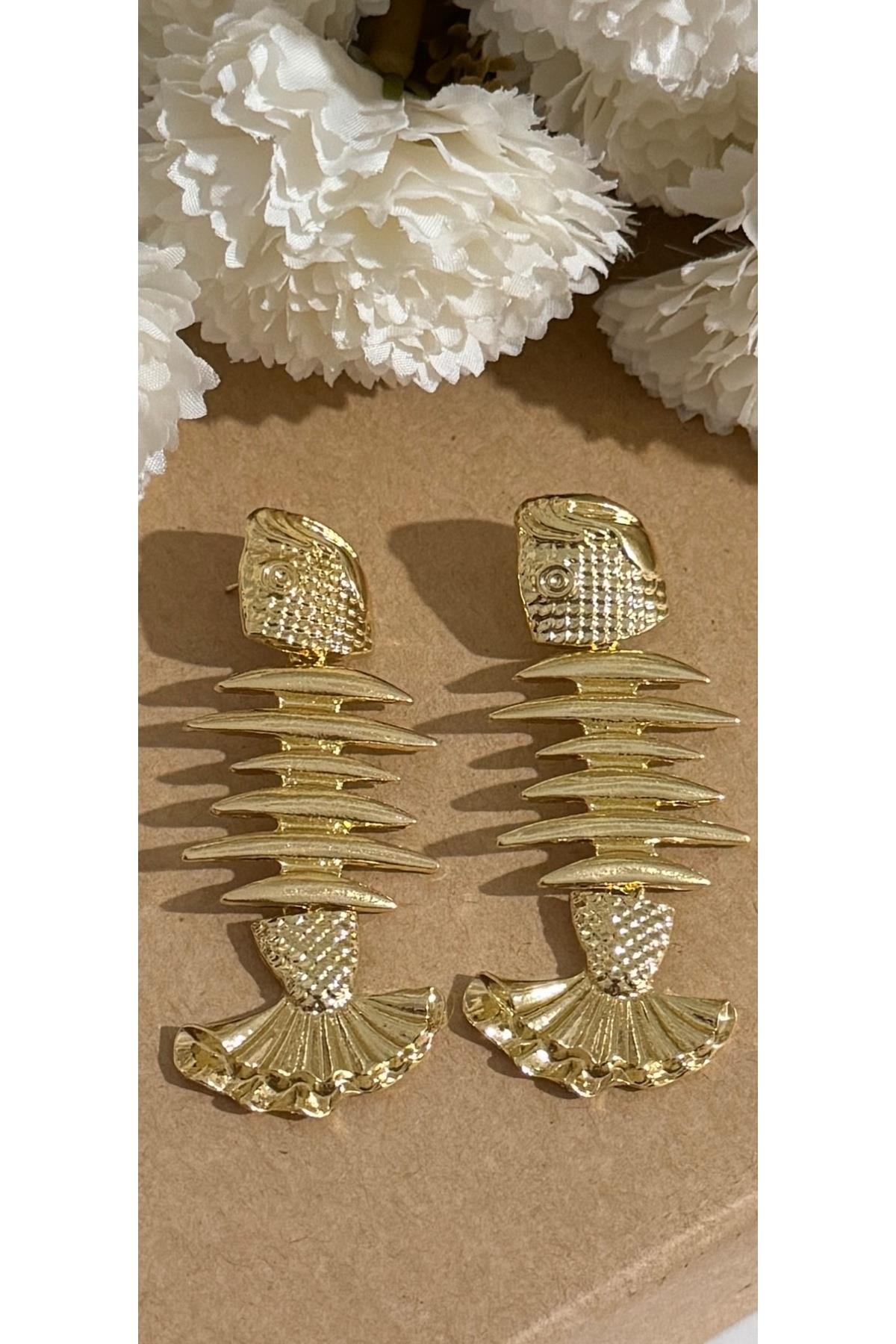 Balık gold pinterest büyük küpe