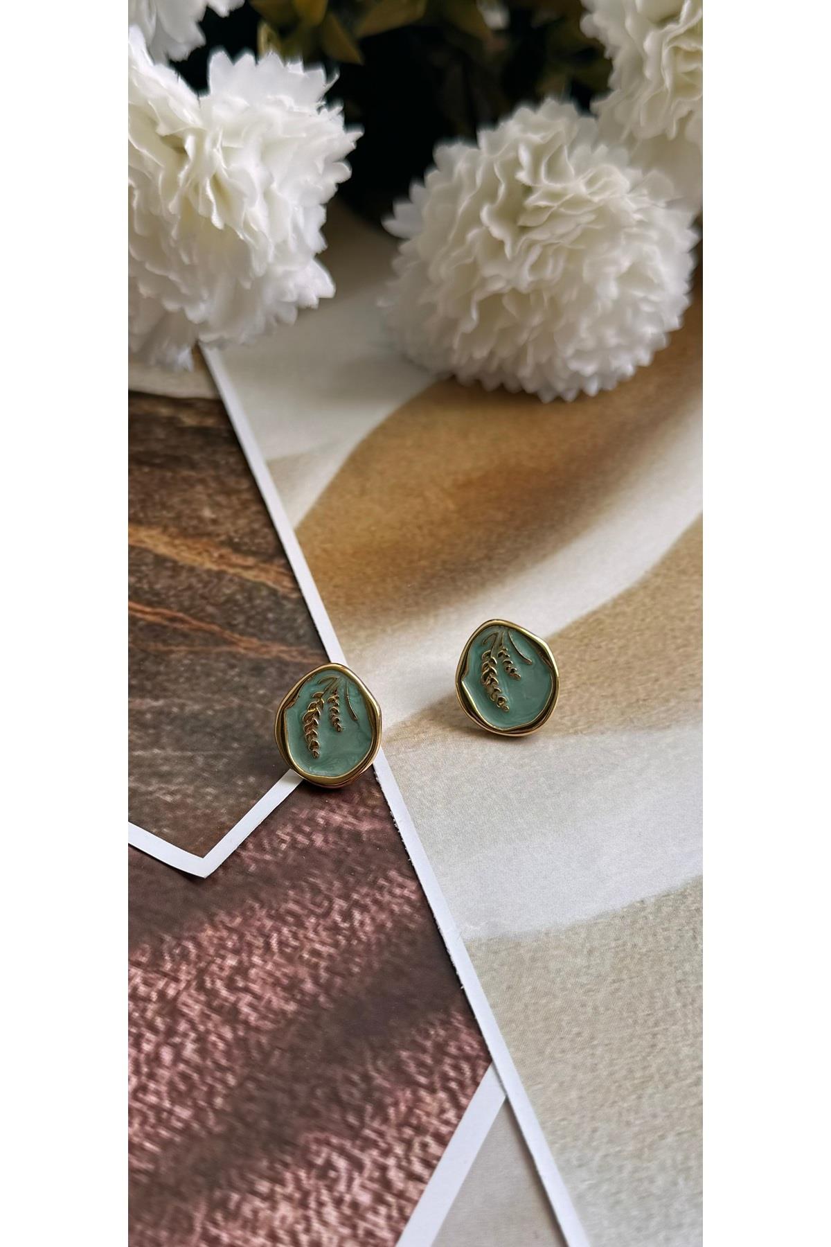 Çelik Minimal mavi yazlık pinterest küpe