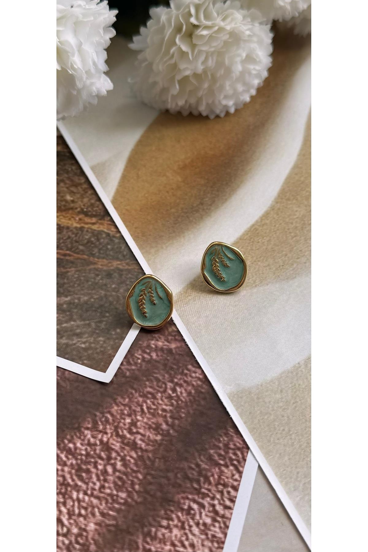 Çelik Minimal mavi yazlık pinterest küpe