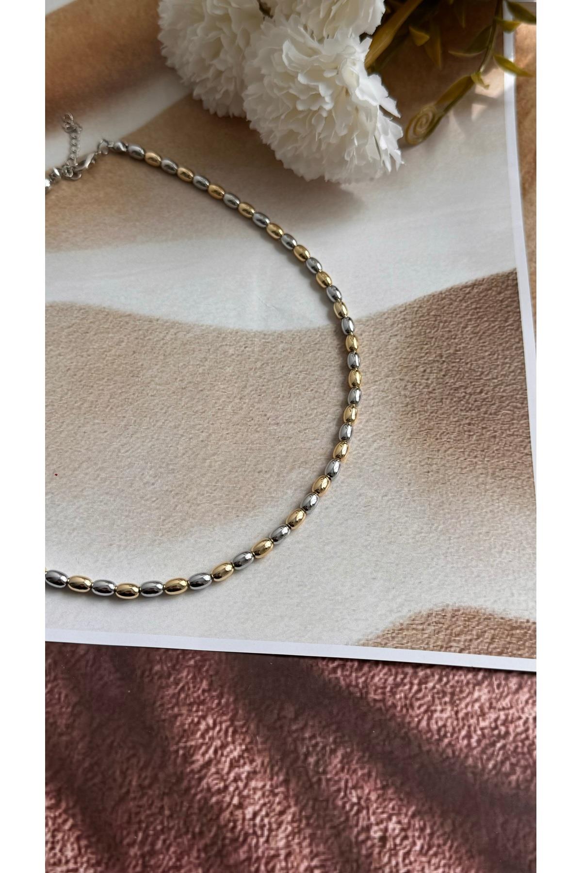 Çift renkli minimal kolye