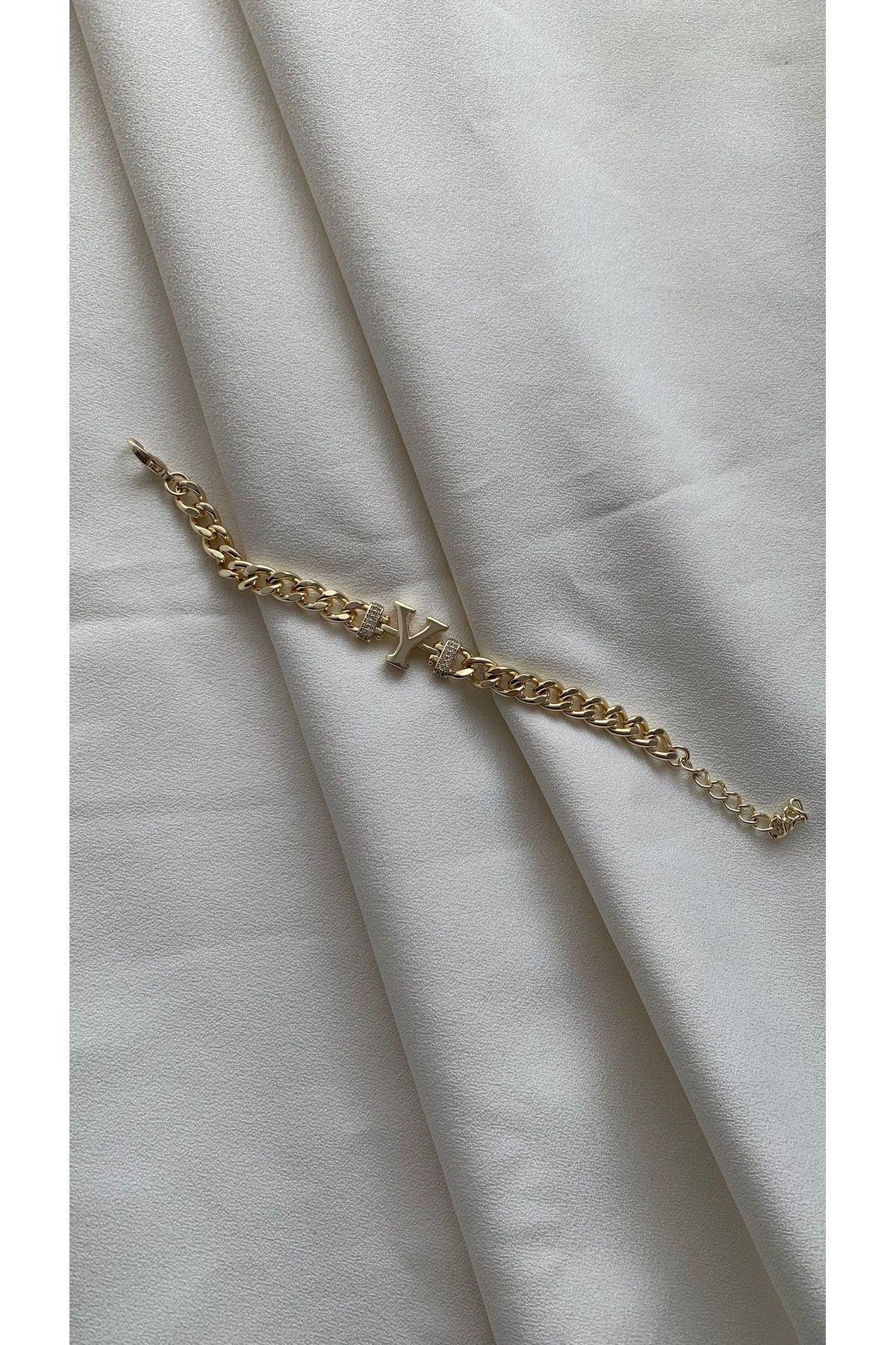 Gold Y Harf Bileklik