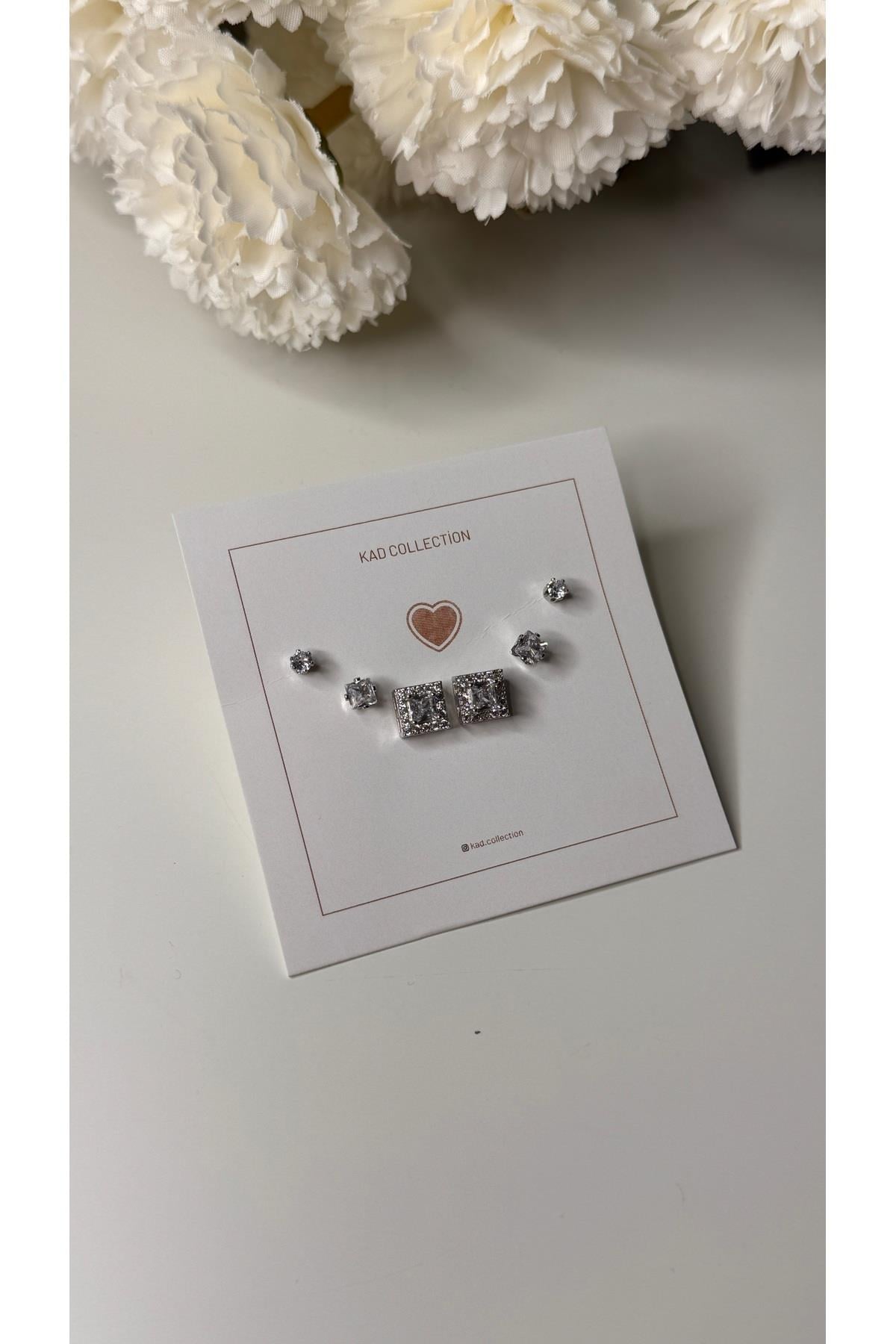 Taşlı baget silver küpe