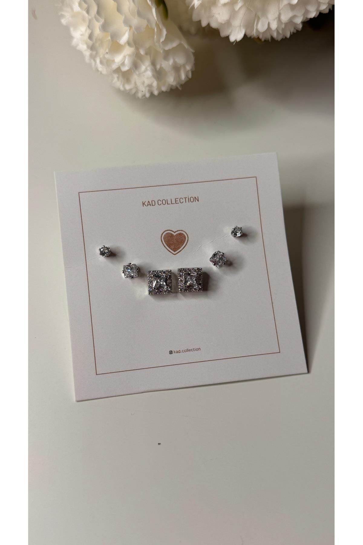 Taşlı baget silver küpe