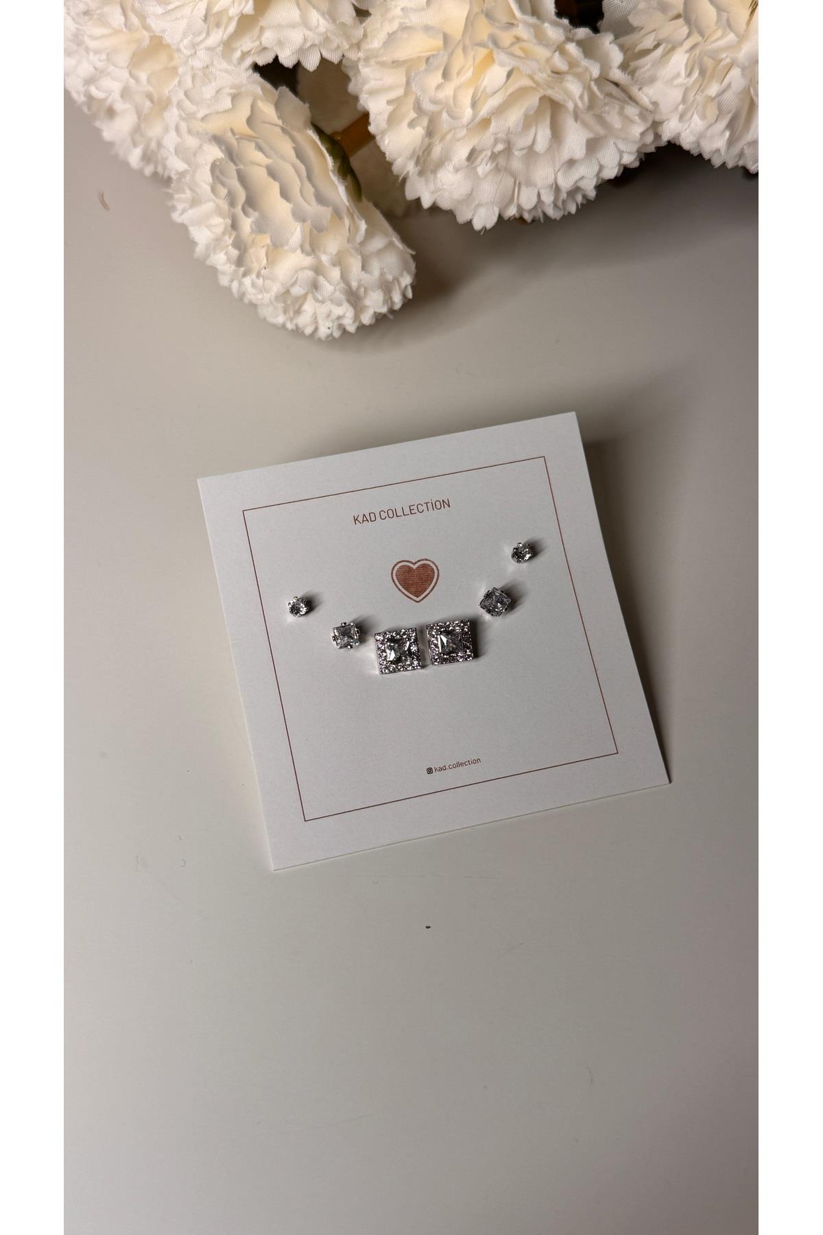 Taşlı baget silver küpe