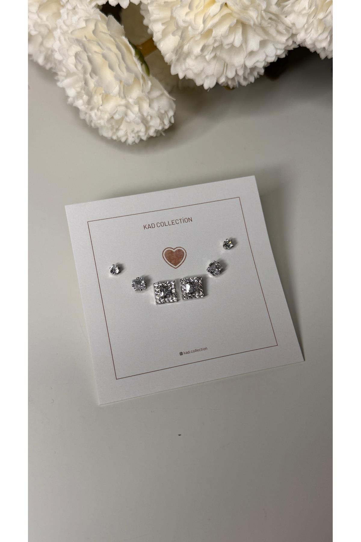 Taşlı baget silver küpe