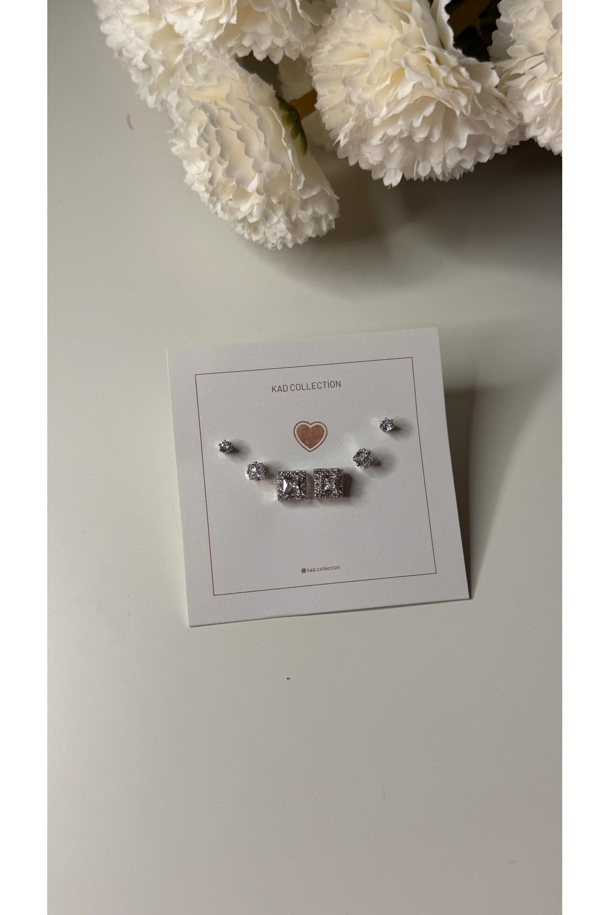 Taşlı baget silver küpe