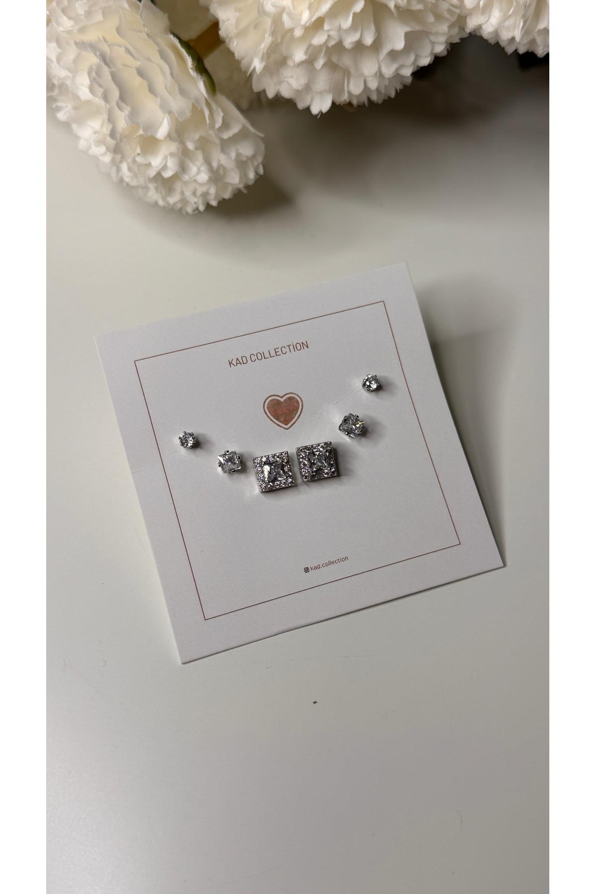 Taşlı baget silver küpe