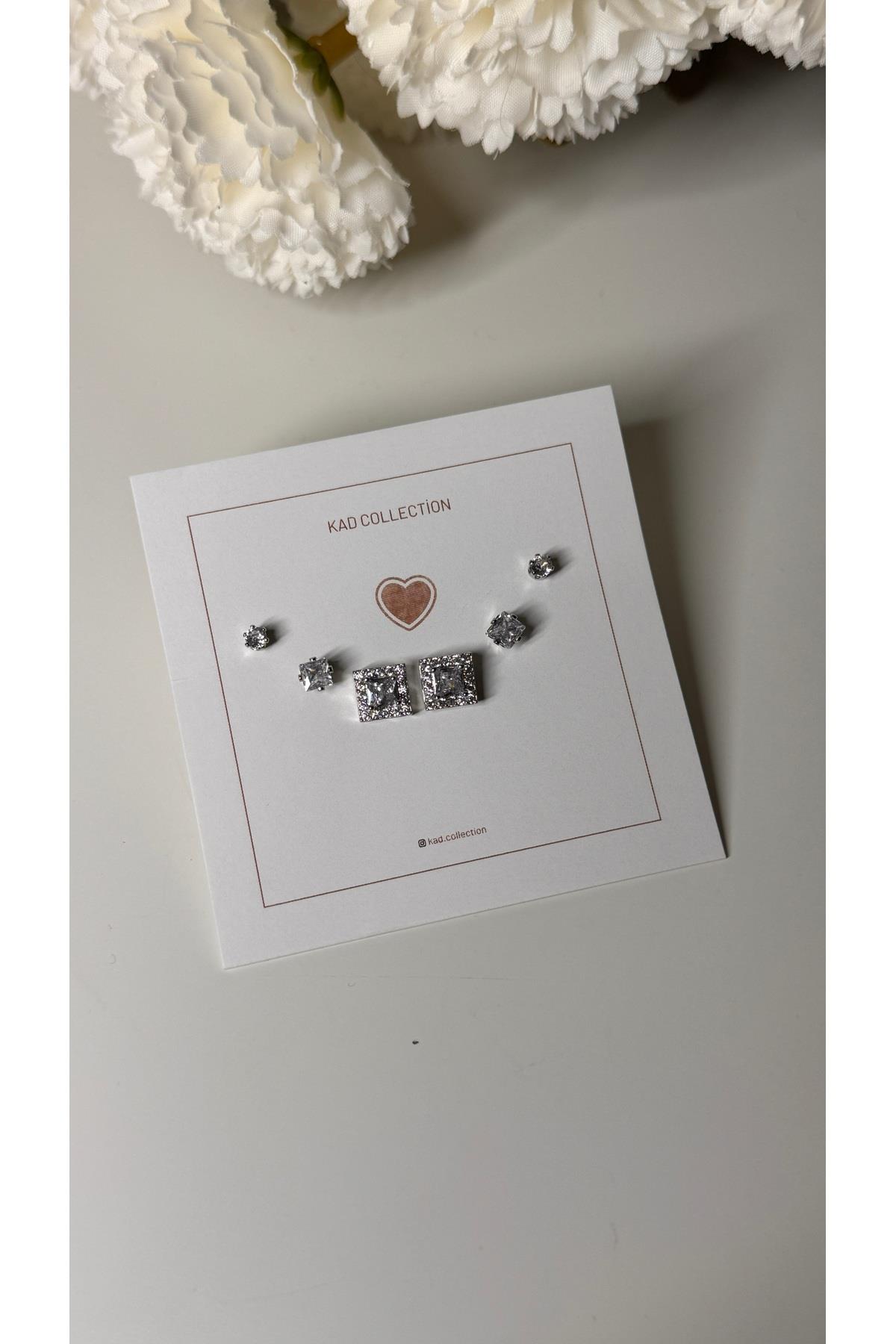 Taşlı baget silver küpe