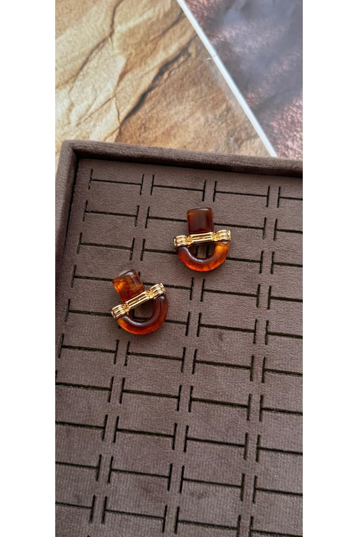 Vintage kahverengi pinterest küpe
