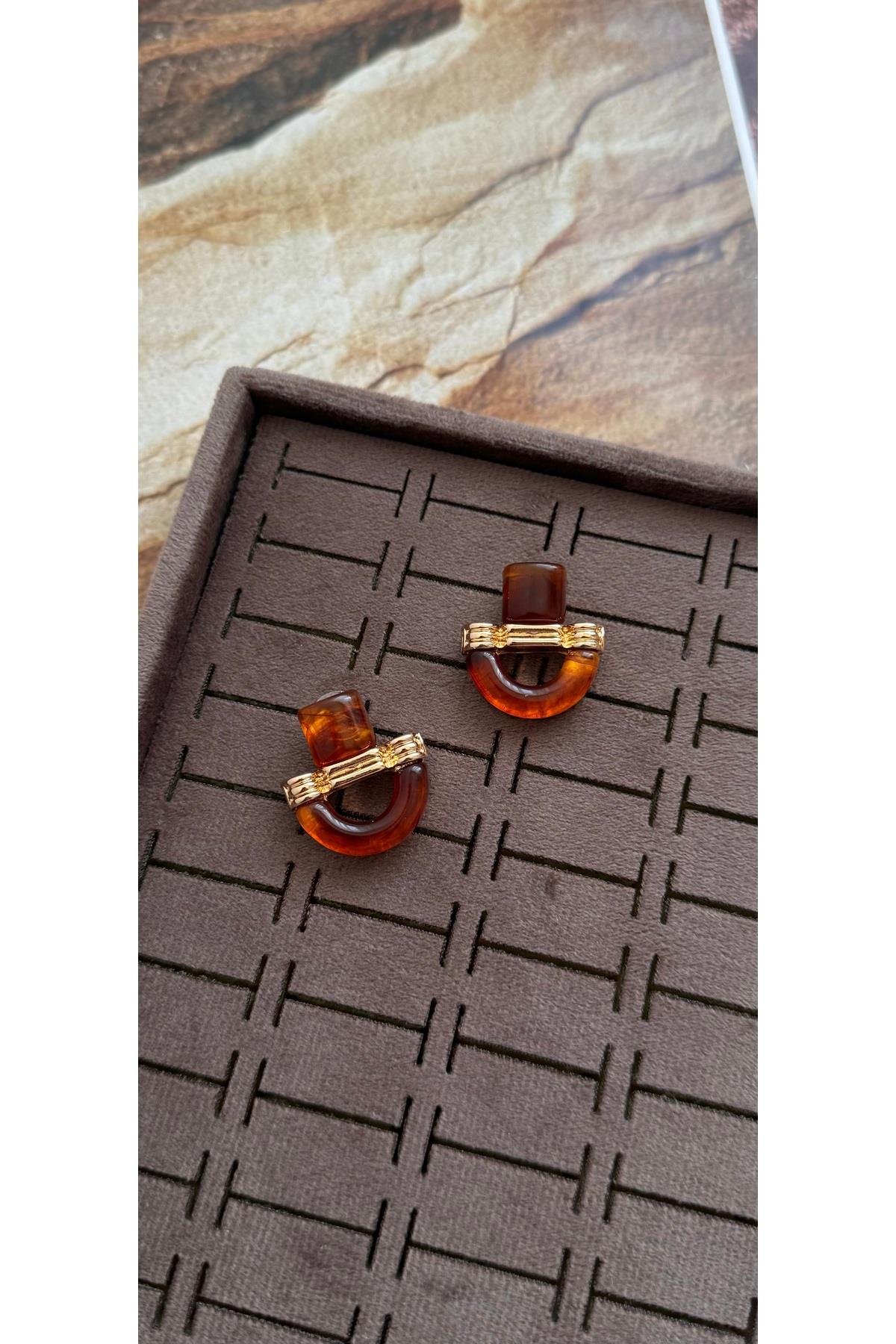 Vintage kahverengi pinterest küpe