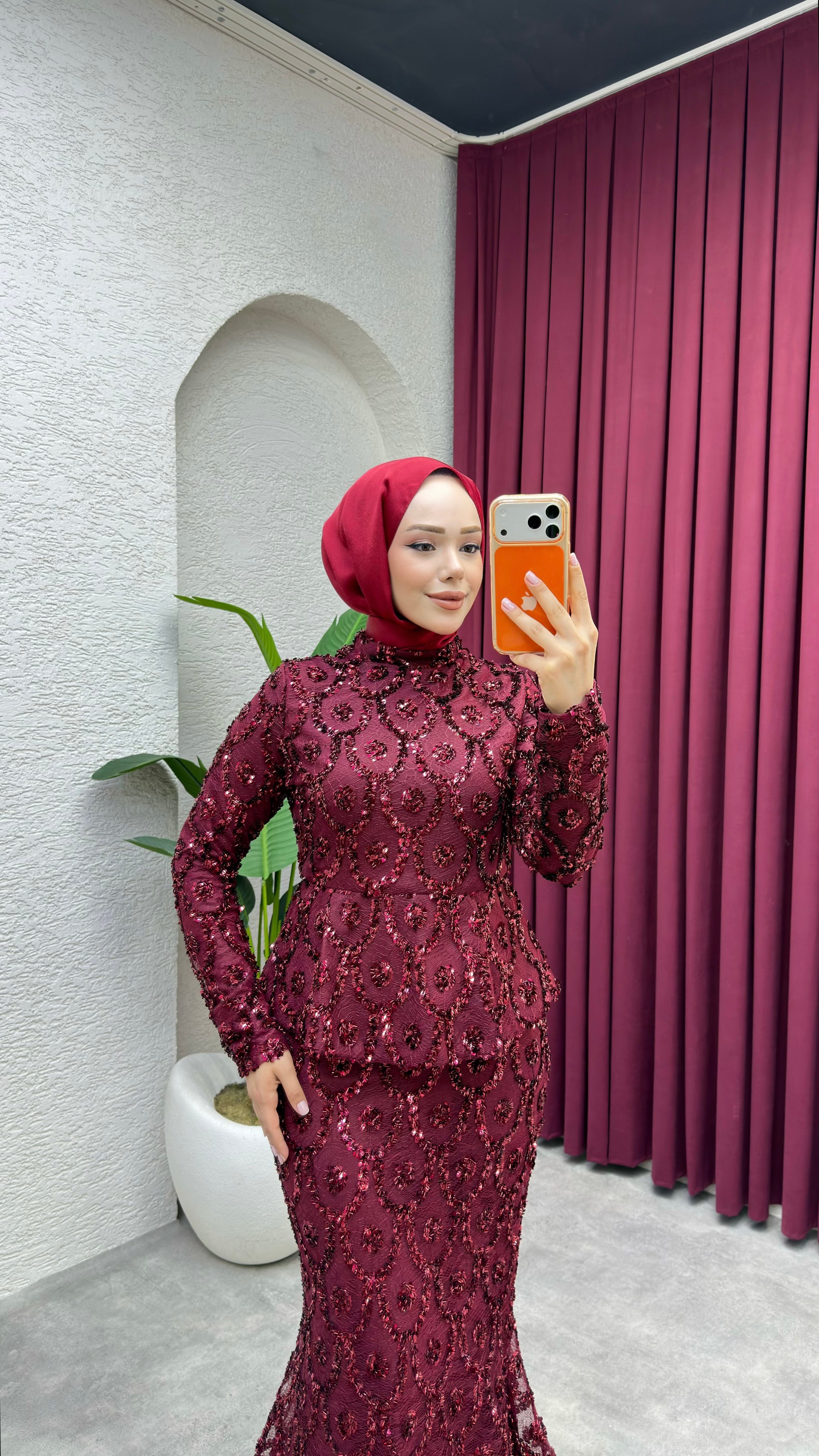Afrodit Balık Abiye 1022 Bordo