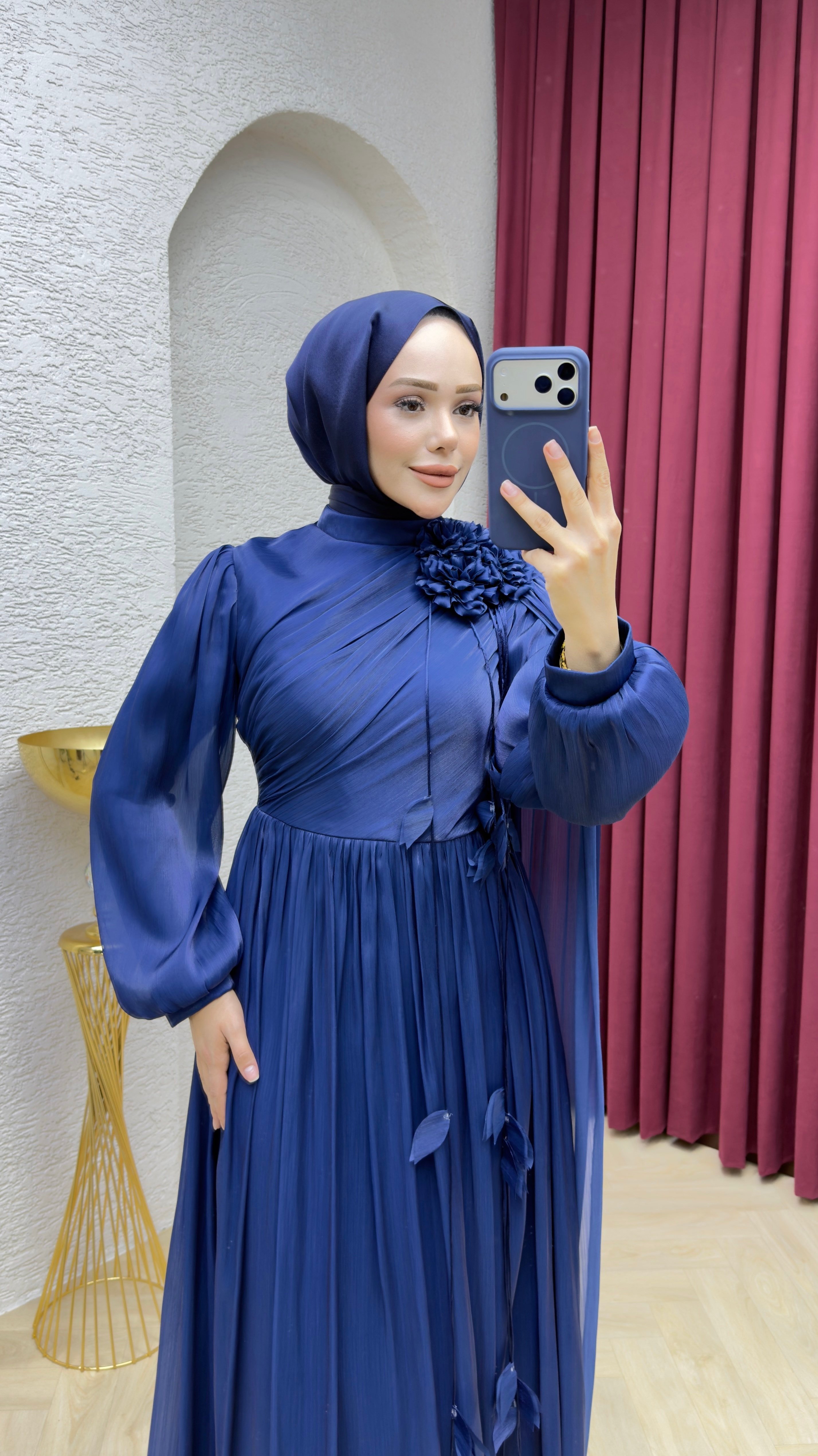 Alara Omuz Detaylı Abiye 1027 Lacivert