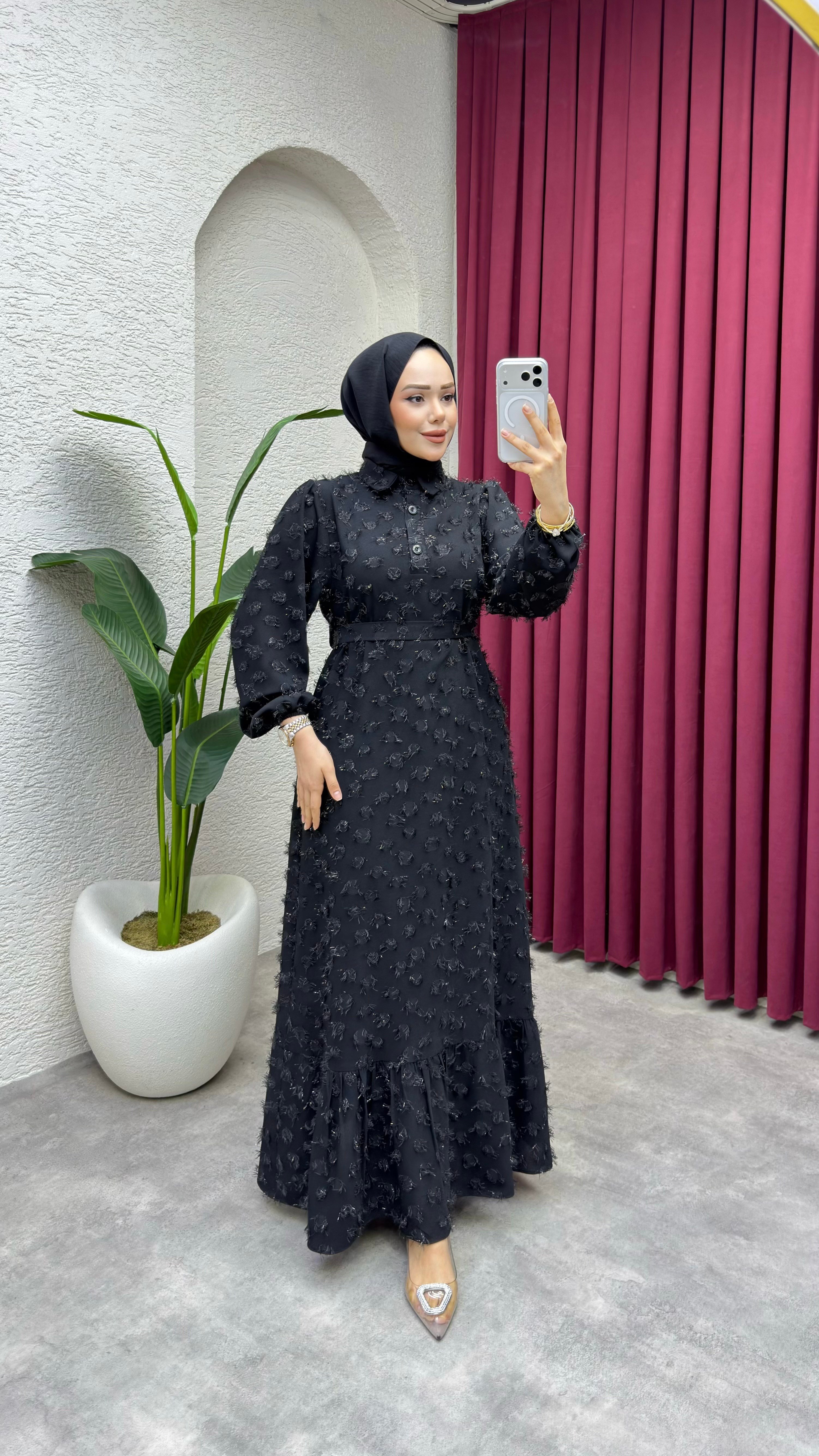 Alya Püsküllü Elbise 1014 Siyah