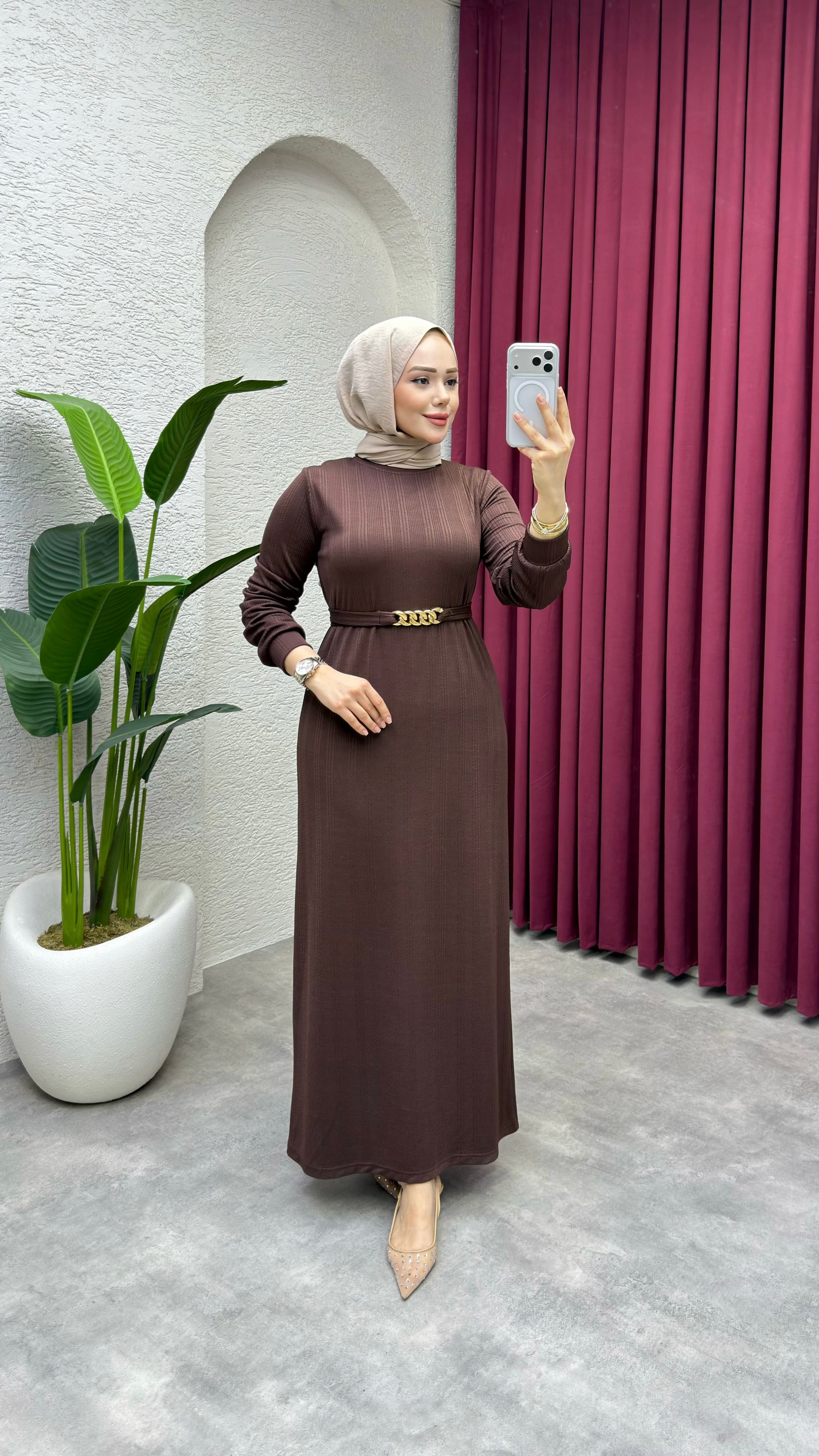 Beyza Elbise 3427 Kahve
