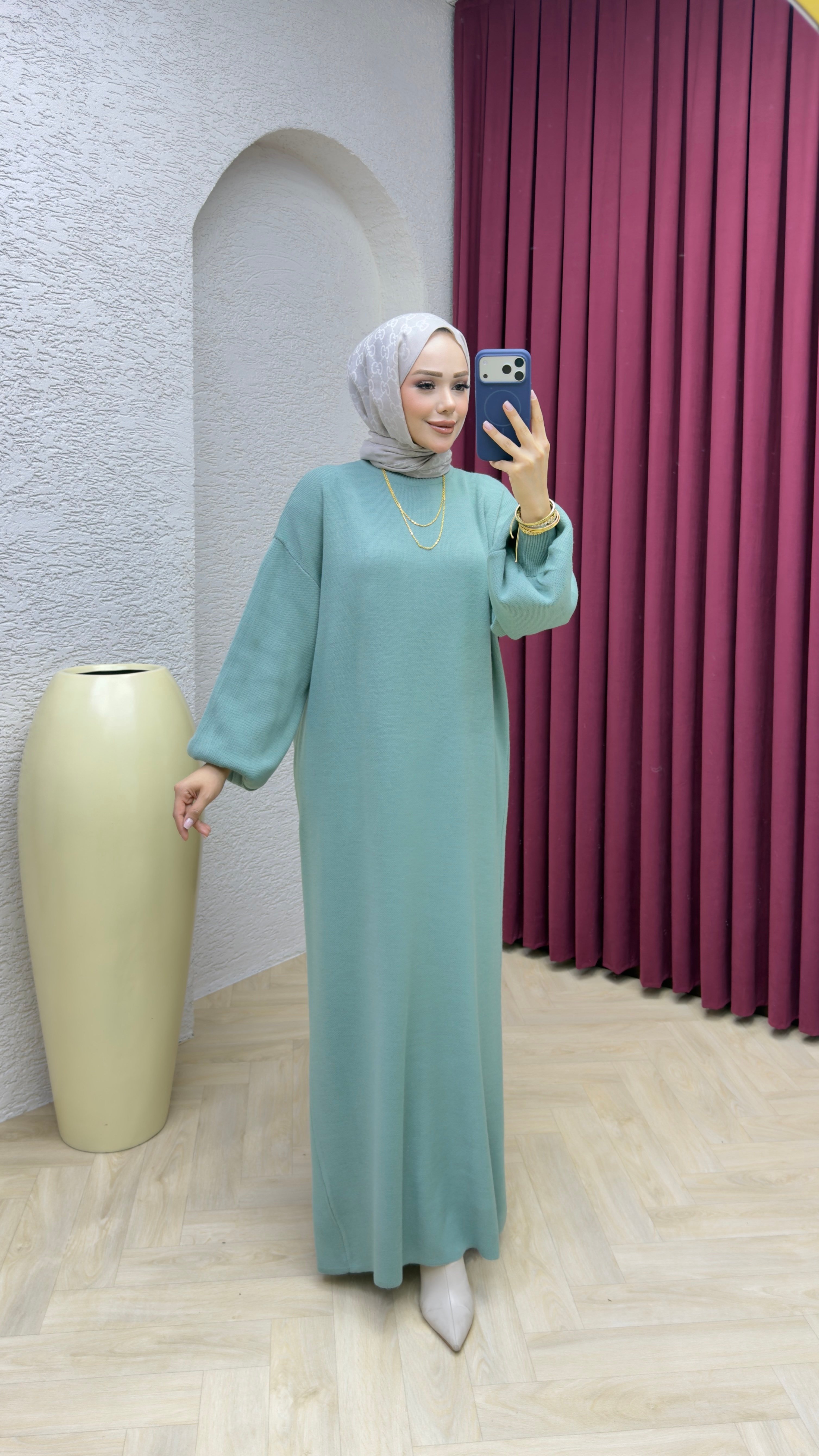 Buse Elbise 3048 Mint Yeşil