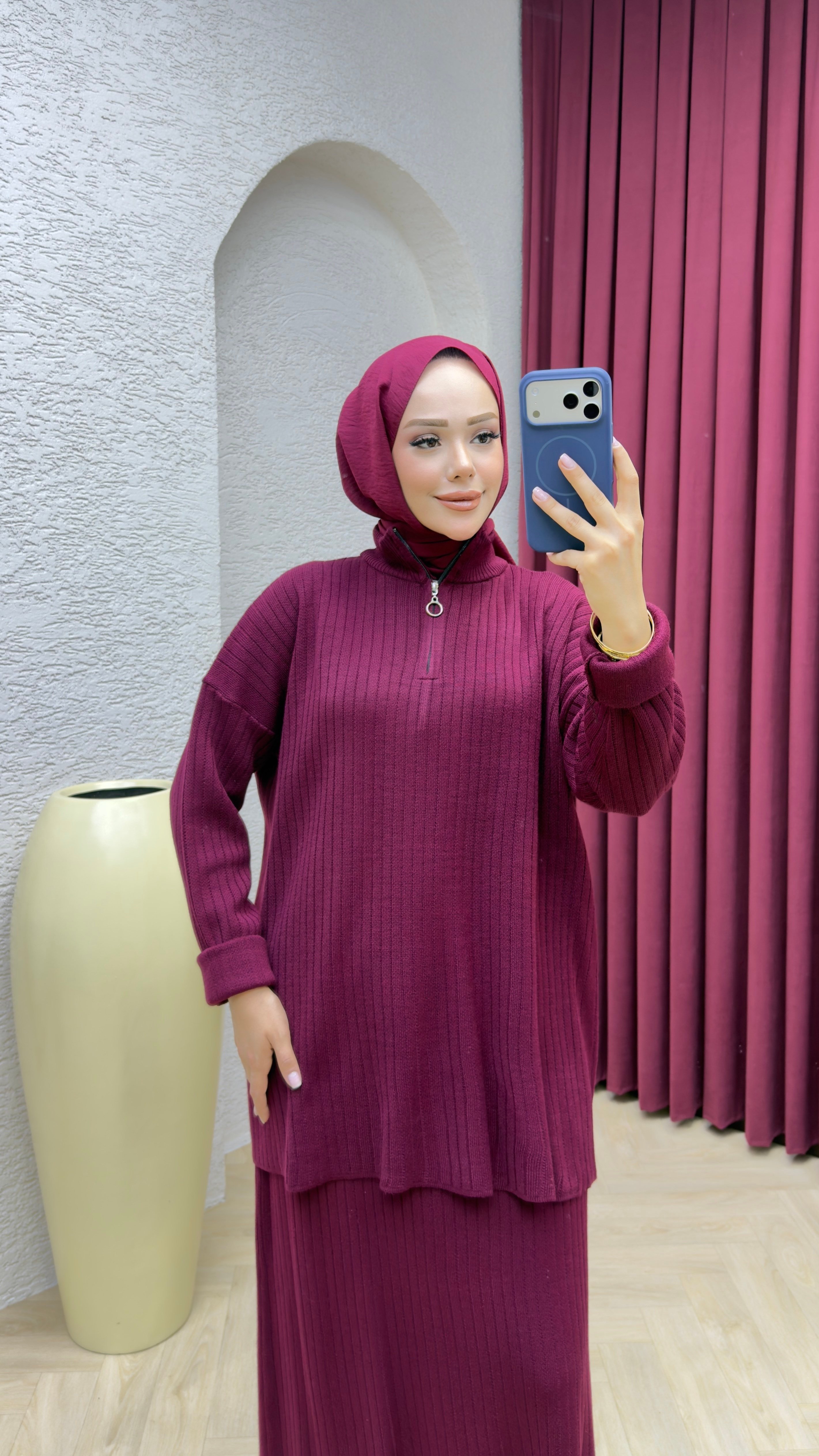 Esra Etekli Takım 1001 Bordo