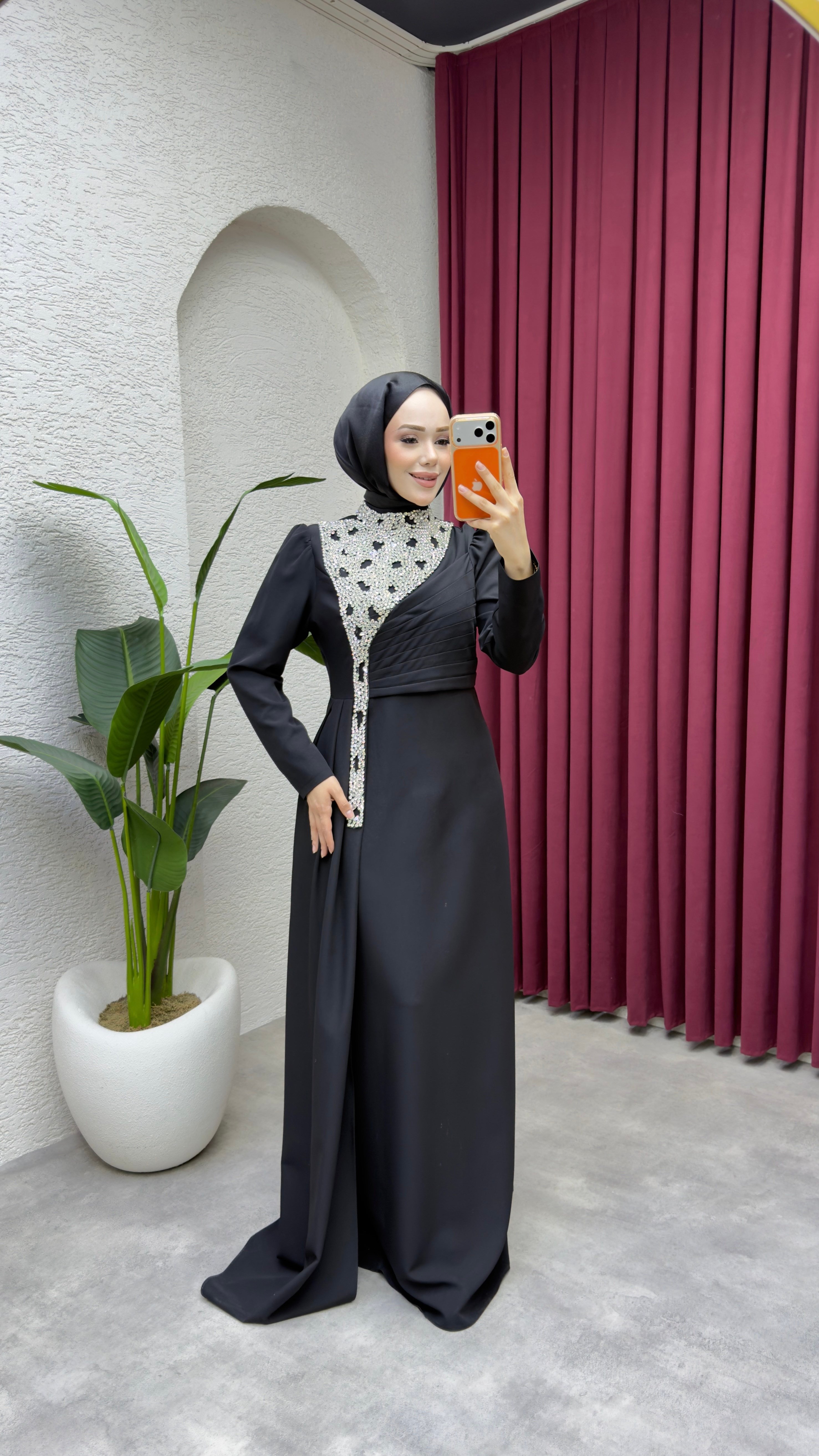 Gülfem Önü Taşlı Abiye 8081 Vizon