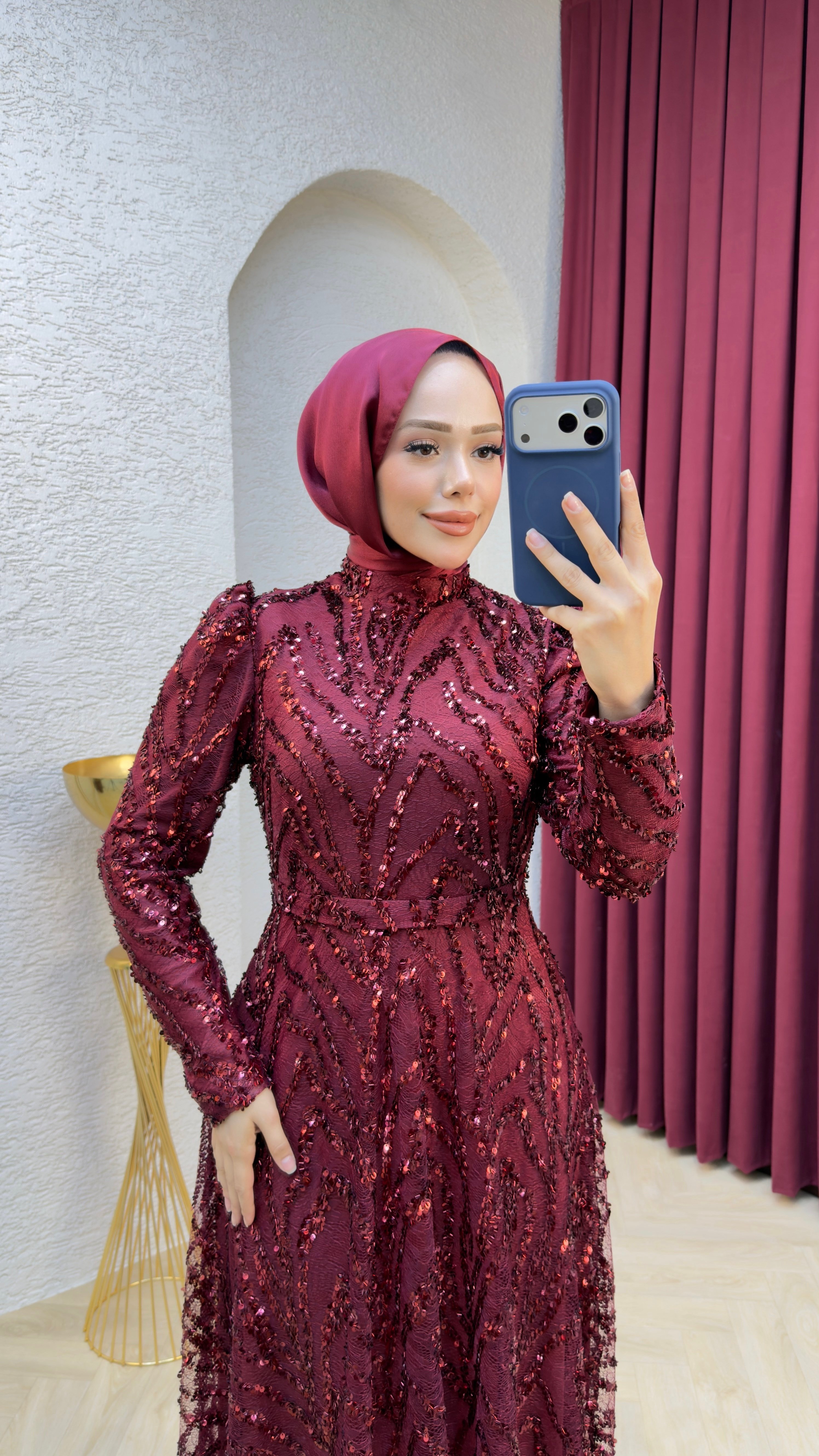 Hilal Abiye 1029 Bordo