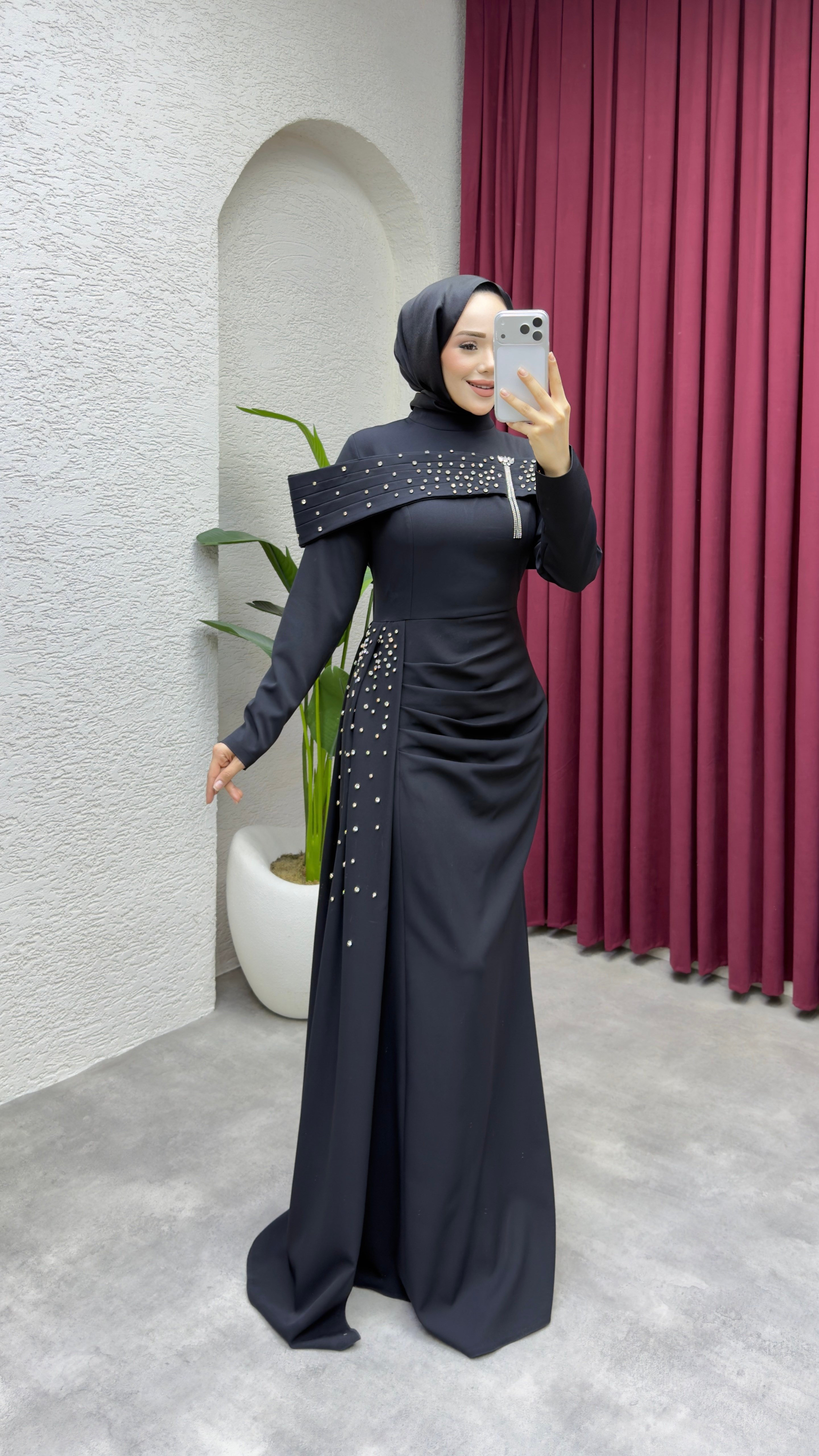 Hürrem Degaje Detay Abiye 8090 Siyah