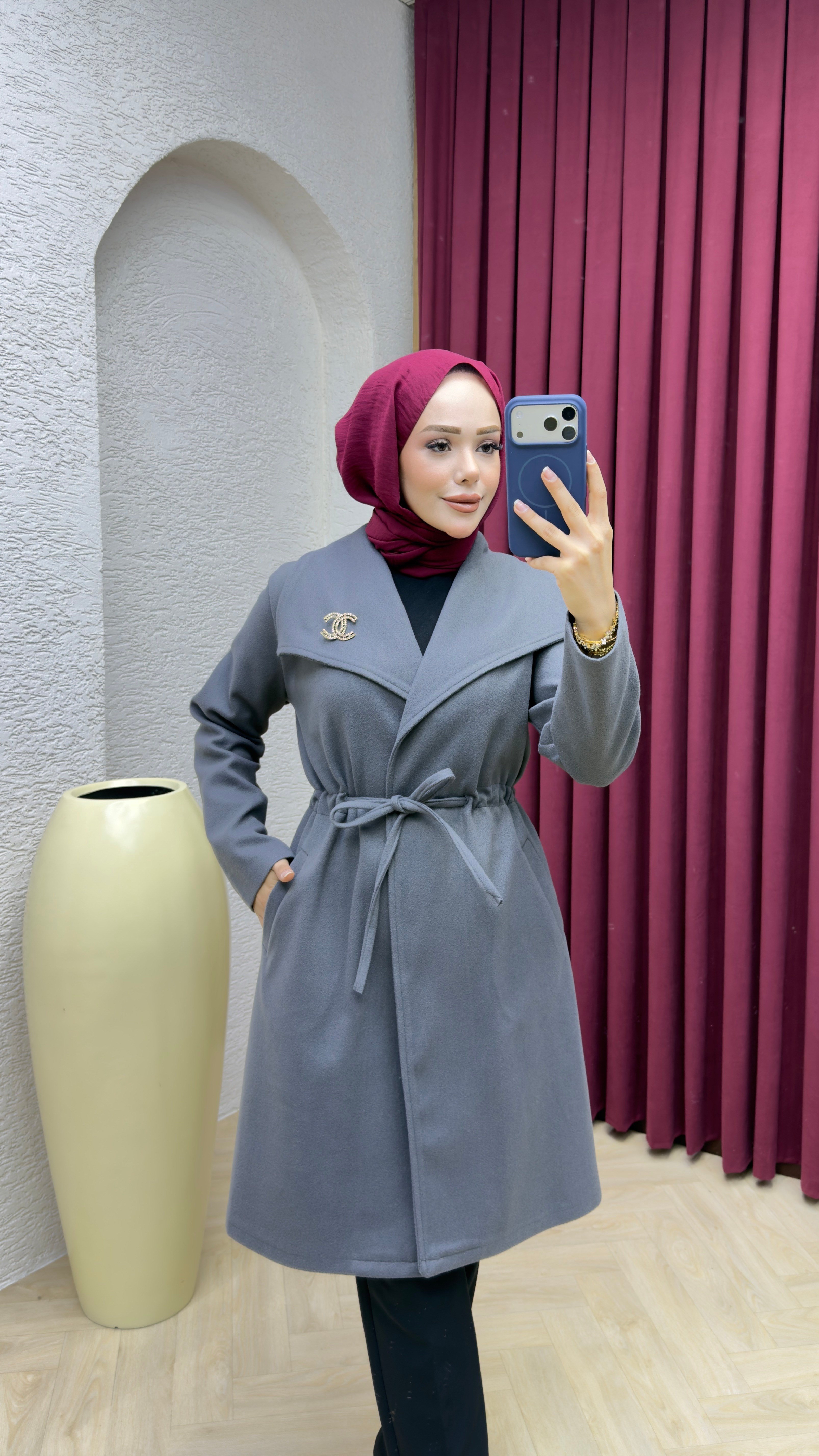 Kruvaze Kaşe Kaban 1008 Gri