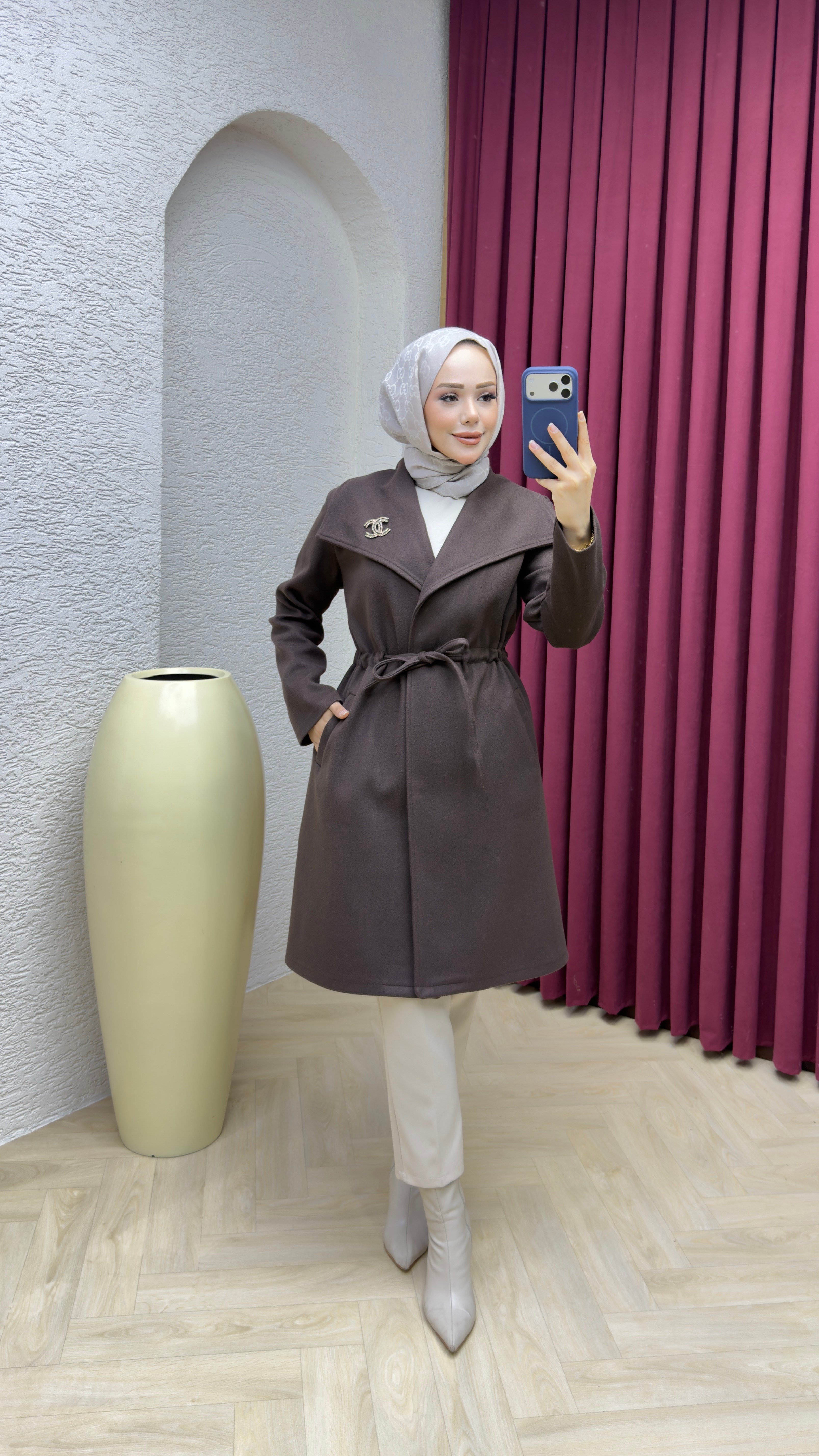 Kruvaze Kaşe Kaban 1008 Kahverengi