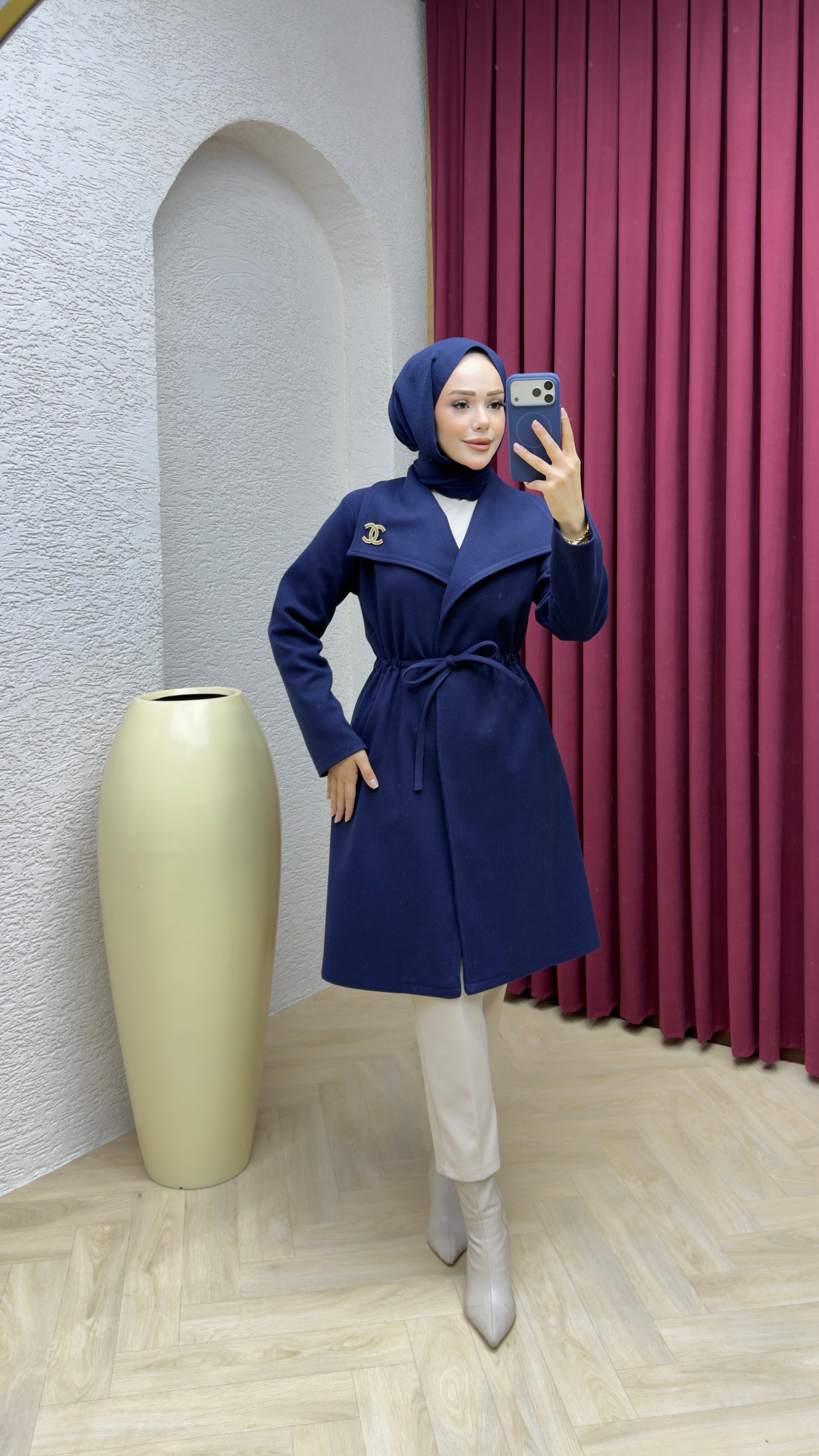 Kruvaze Kaşe Kaban 1008 Lacivert