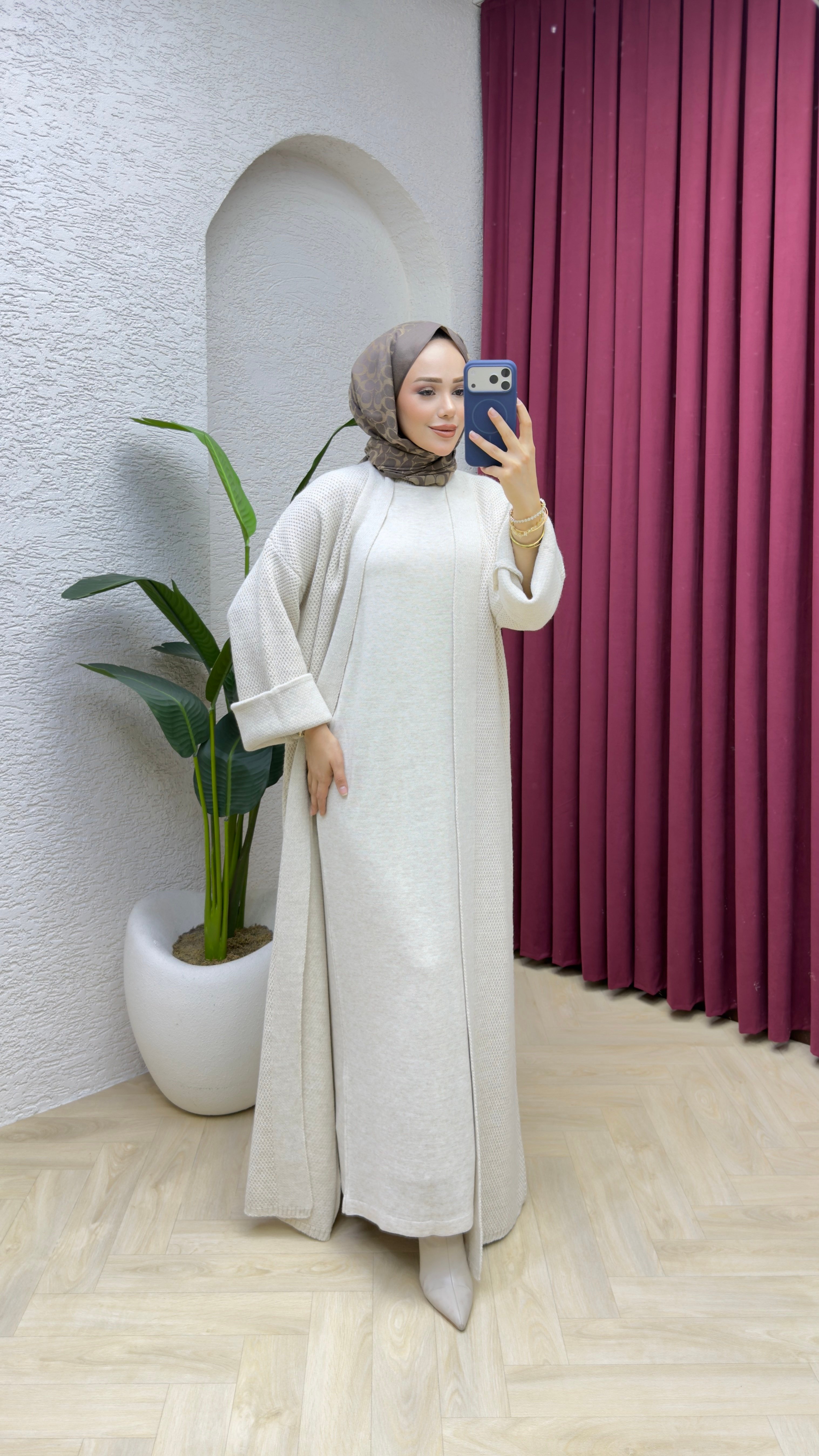 Lale Triko Abaya Takım 7022 Taş