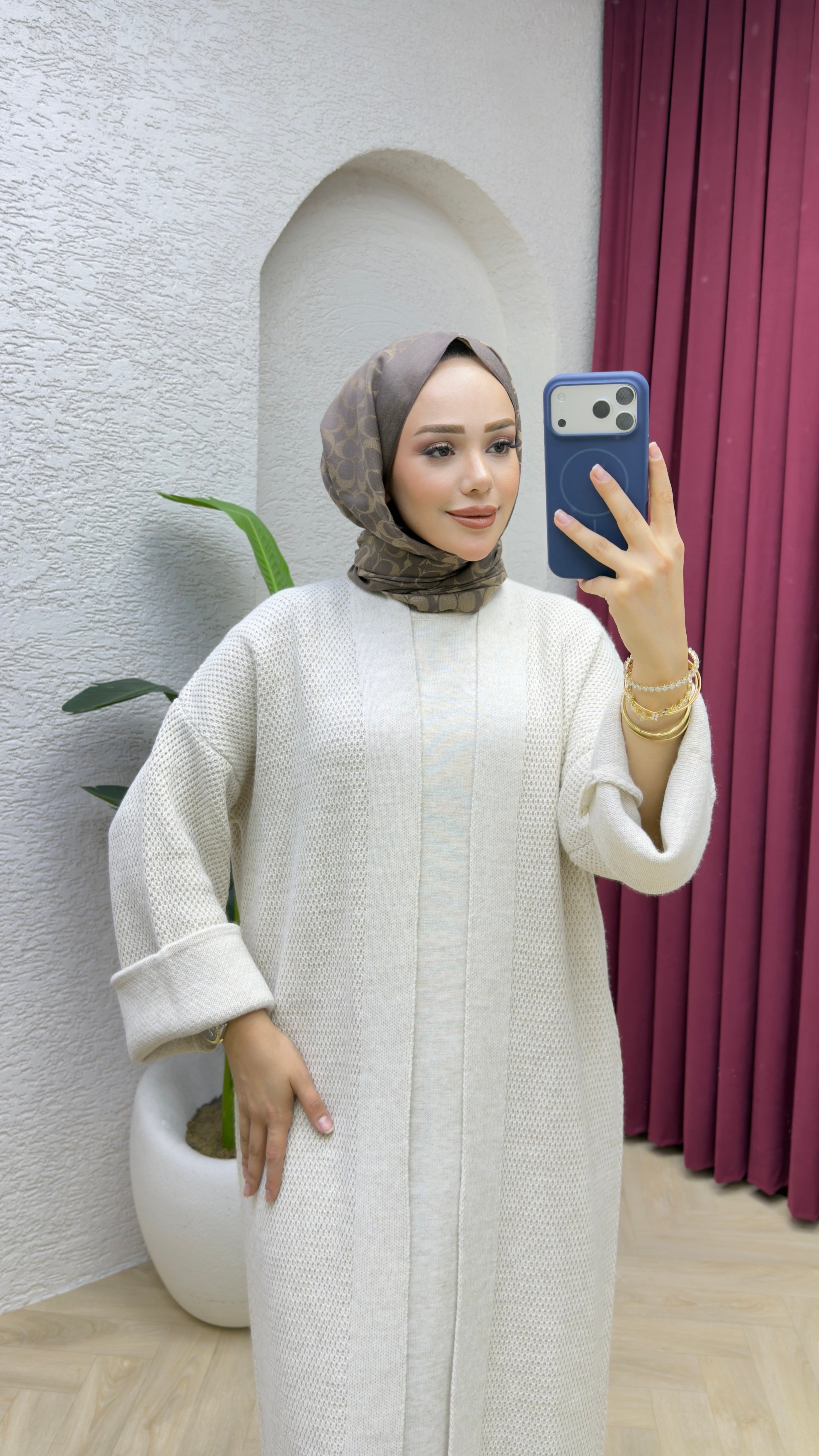 Lale Triko Abaya Takım 7022 Taş