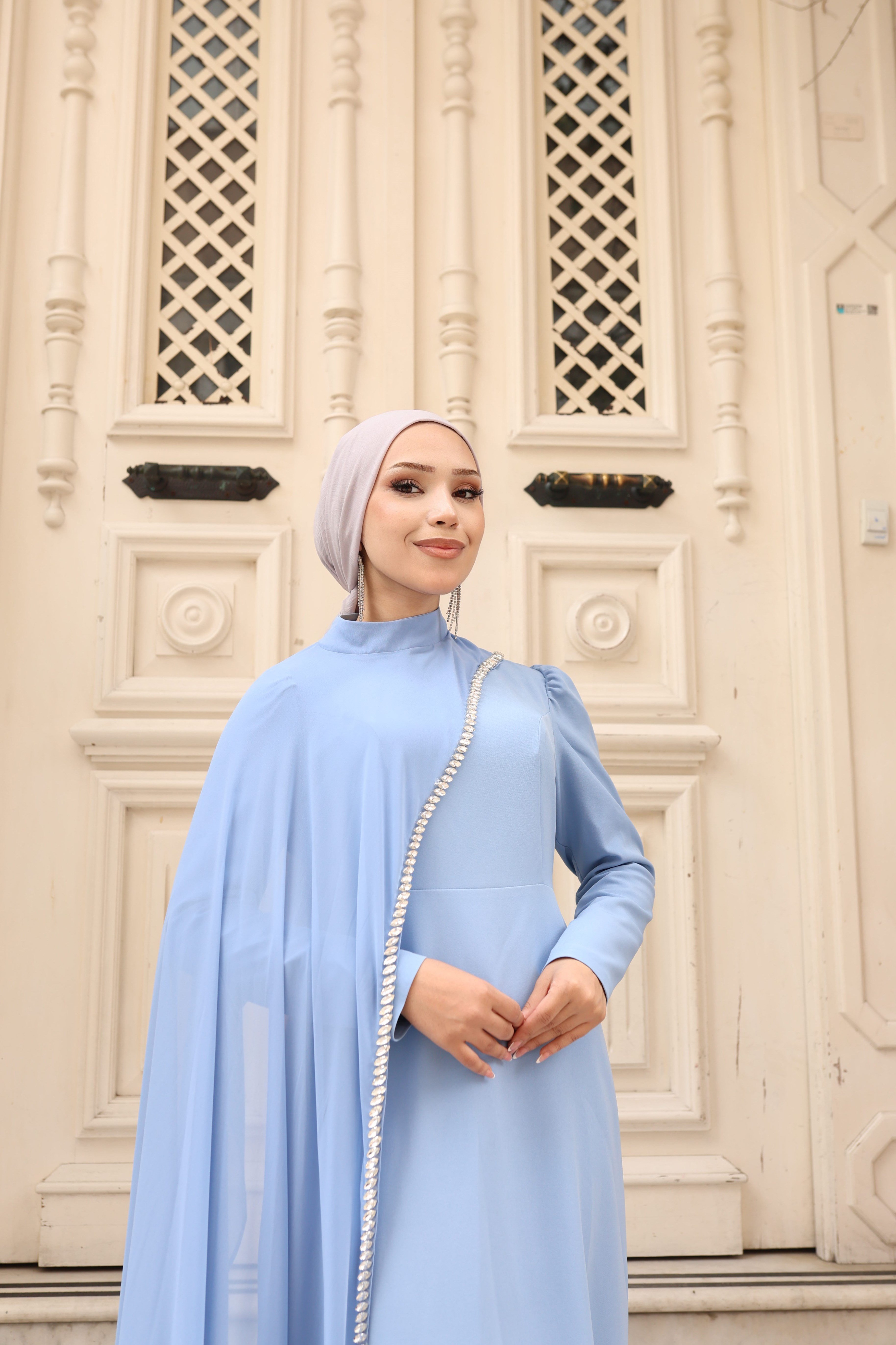 Lidya Pelerinli Abiye 8055 Bebe Mavisi