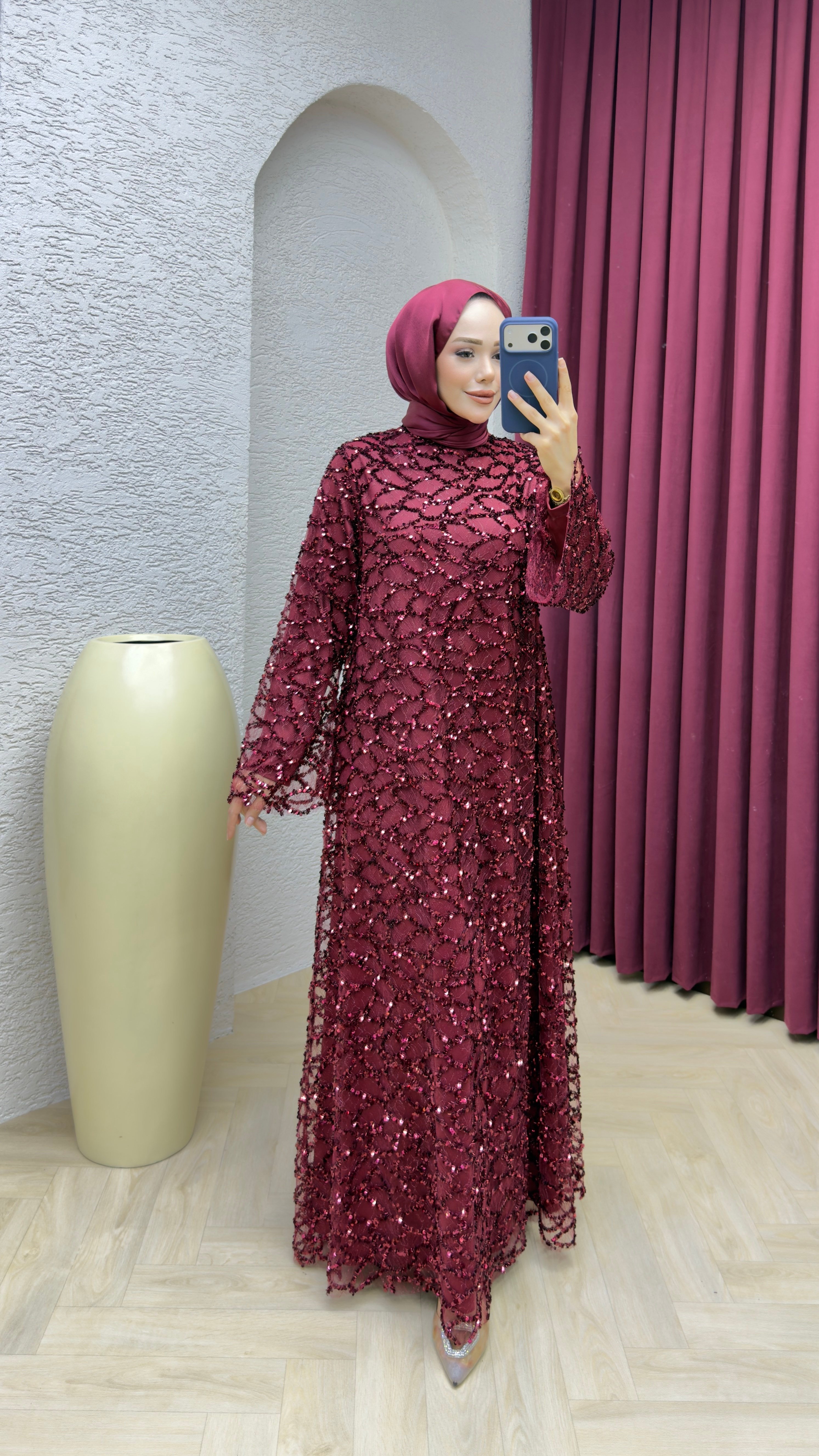 Meyra Payet Abiye 1036 Bordo