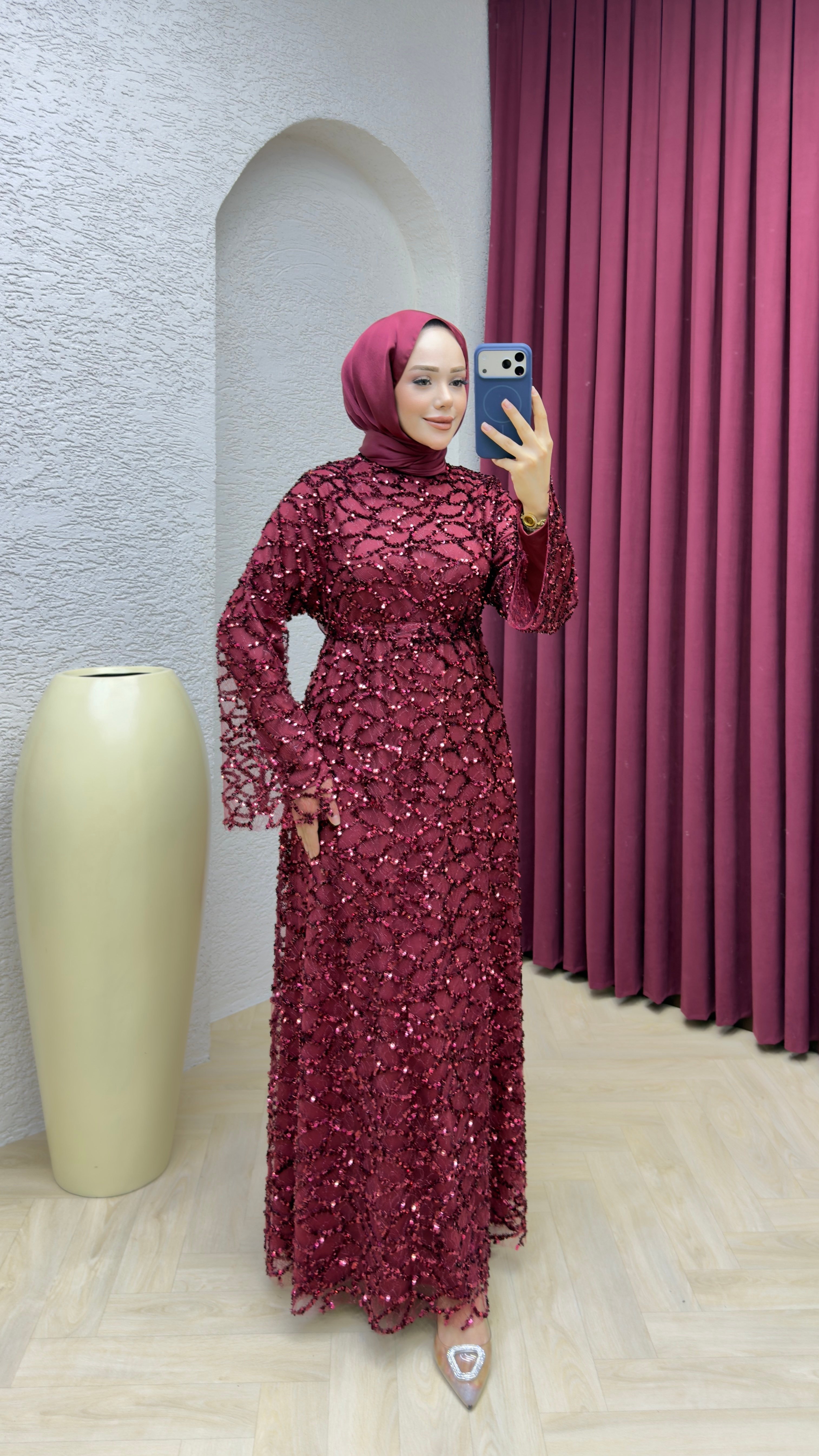 Meyra Payet Abiye 1036 Bordo