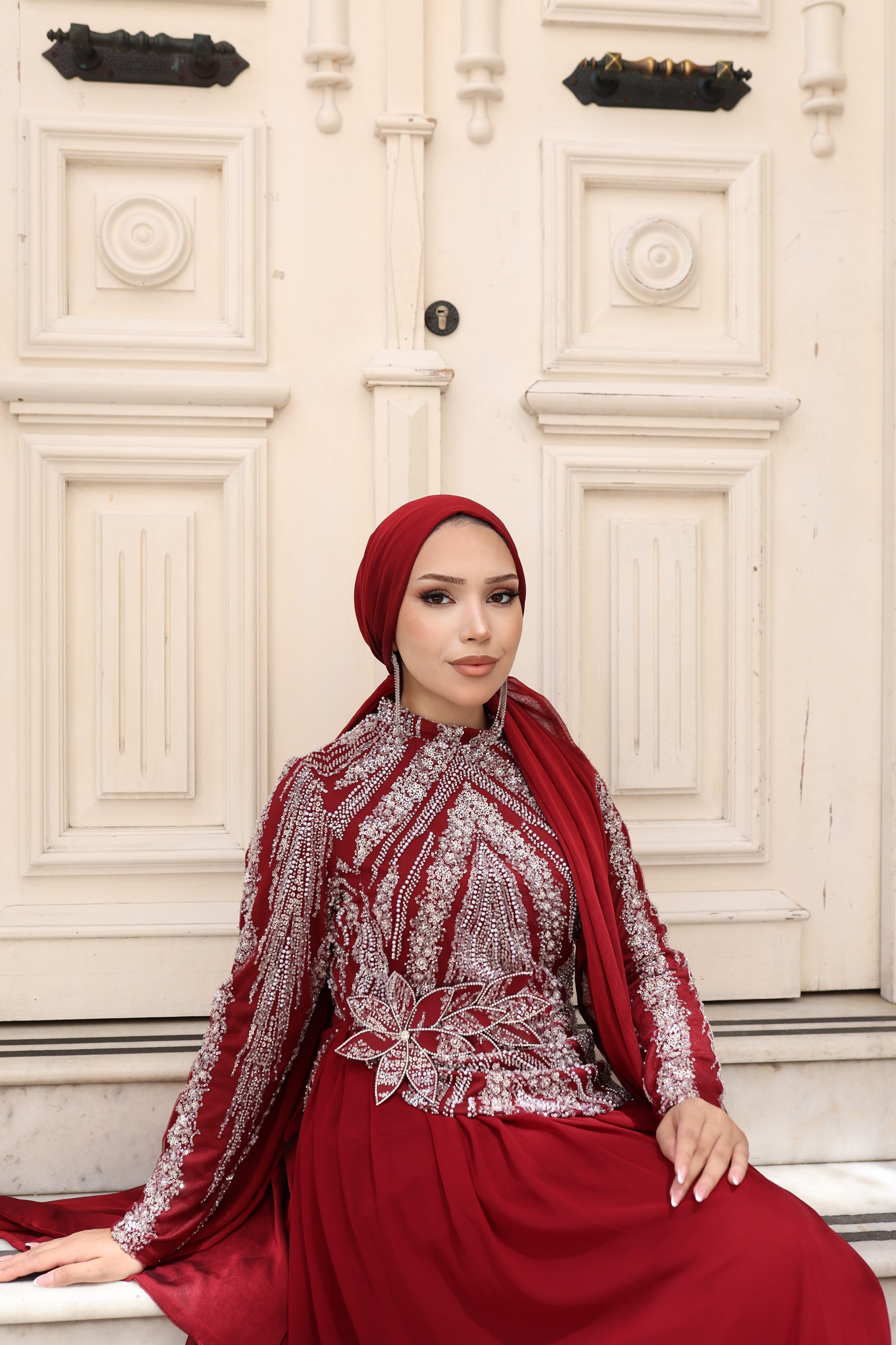 Zerrin Taşlı Şifon Abiye 6669 Bordo