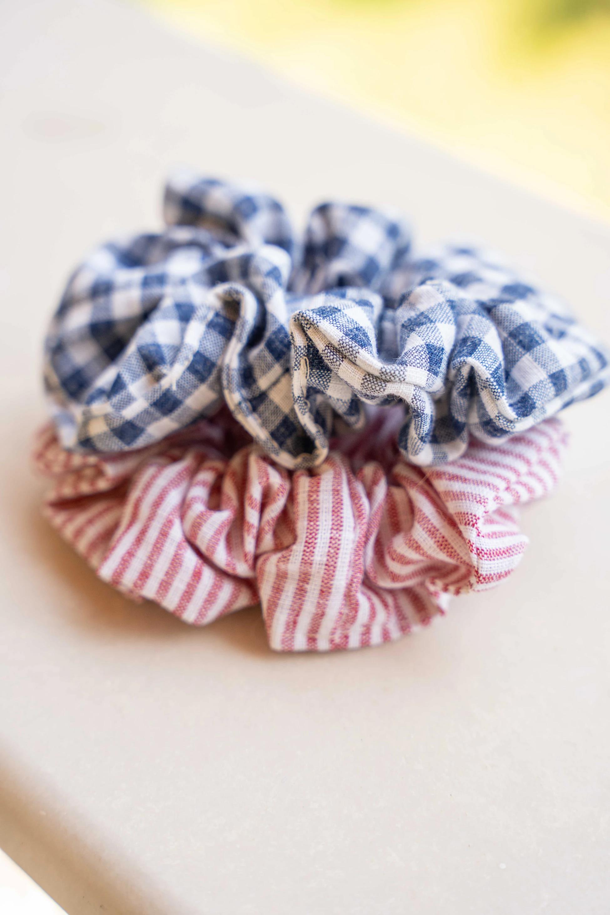 2’Lİ LASTİK TOKA (SCRUNCHIE) SETİ - PAMUK & KETEN LASTİK TOKA SETİ
