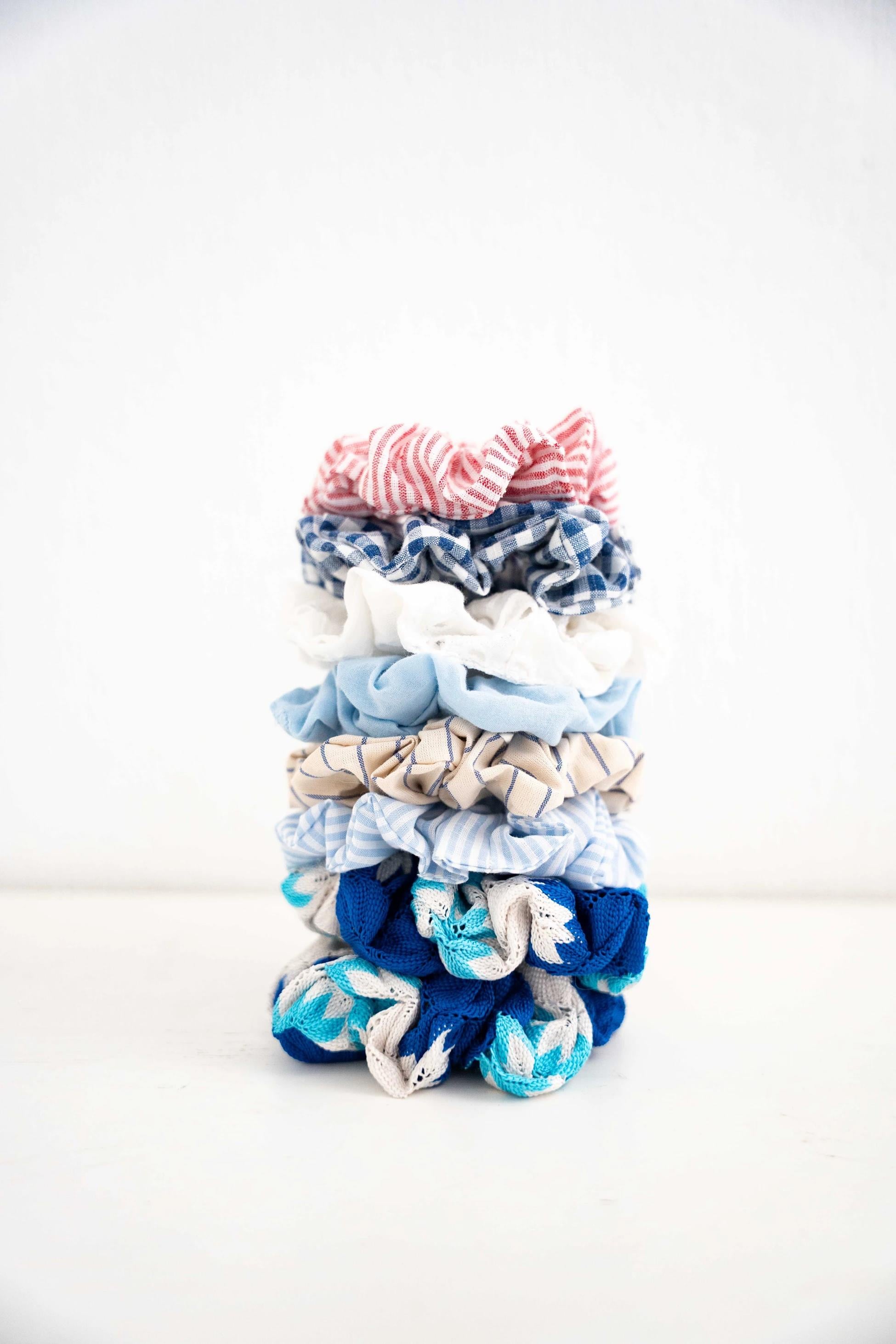 2’Lİ LASTİK TOKA (SCRUNCHIE) SETİ - PAMUK & KETEN LASTİK TOKA SETİ