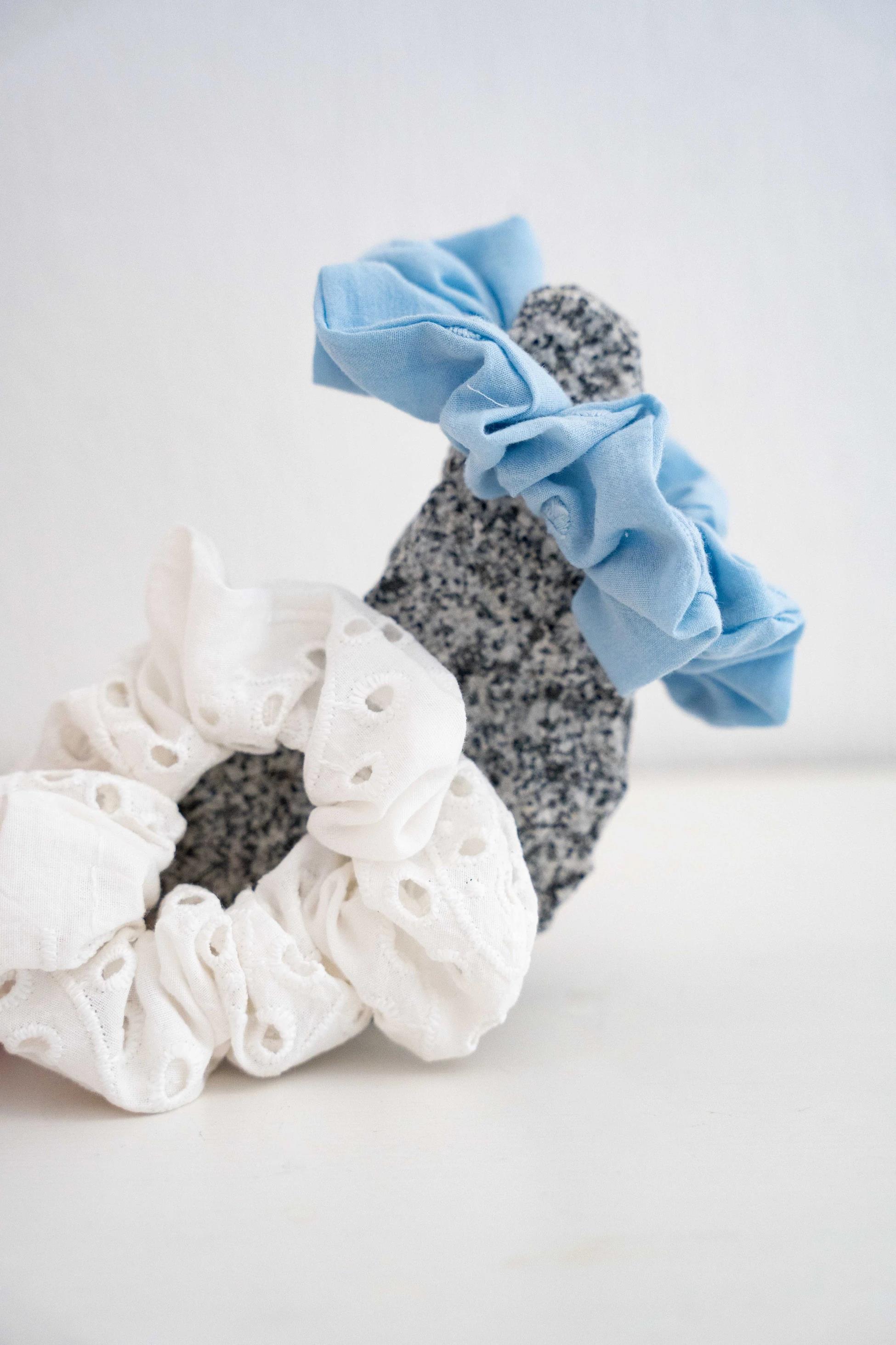 2’Lİ LASTİK TOKA (SCRUNCHIE) SETİ - PAMUK & KETEN LASTİK TOKA SETİ