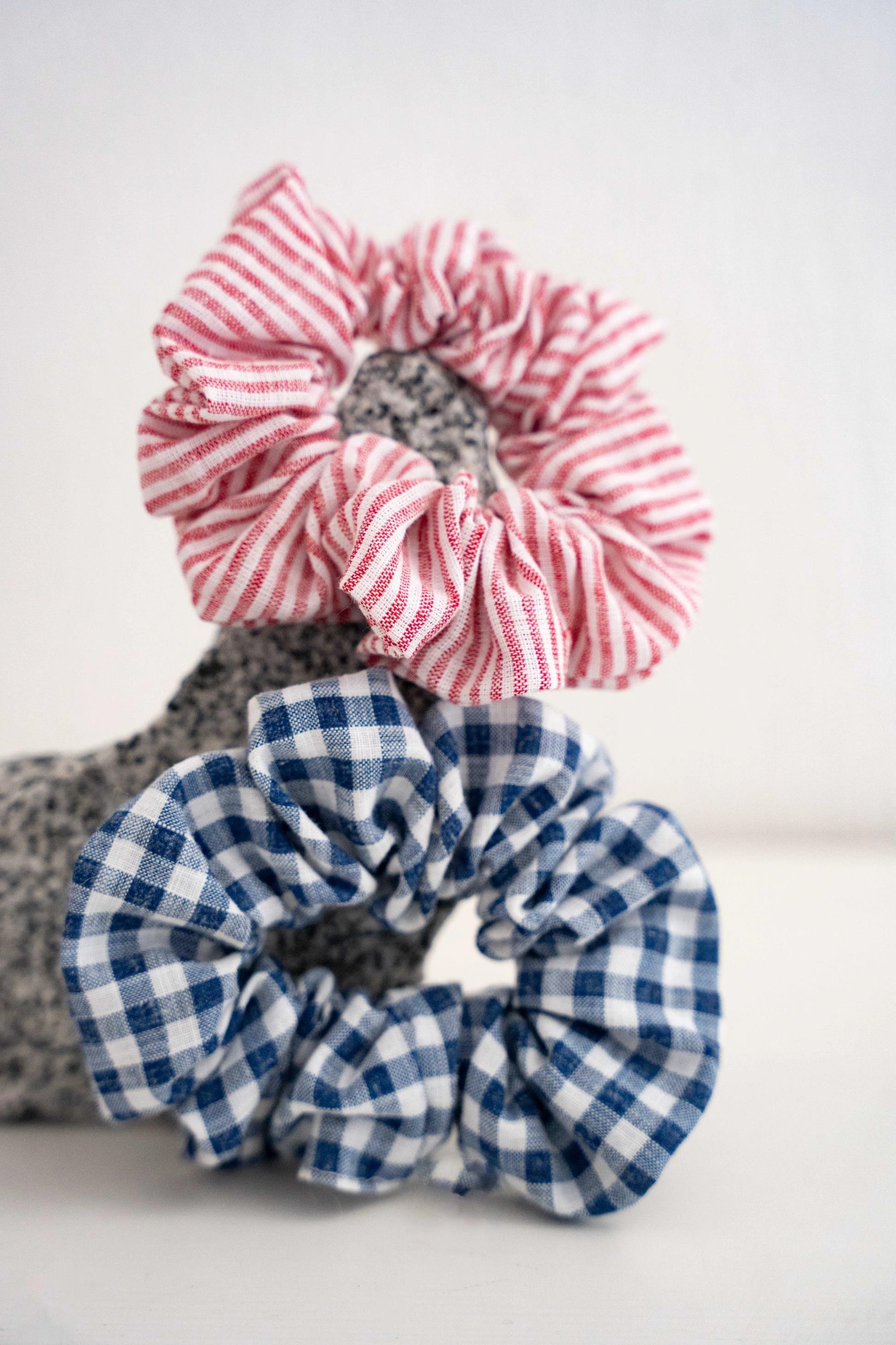 2’Lİ LASTİK TOKA (SCRUNCHIE) SETİ - PAMUK & KETEN LASTİK TOKA SETİ