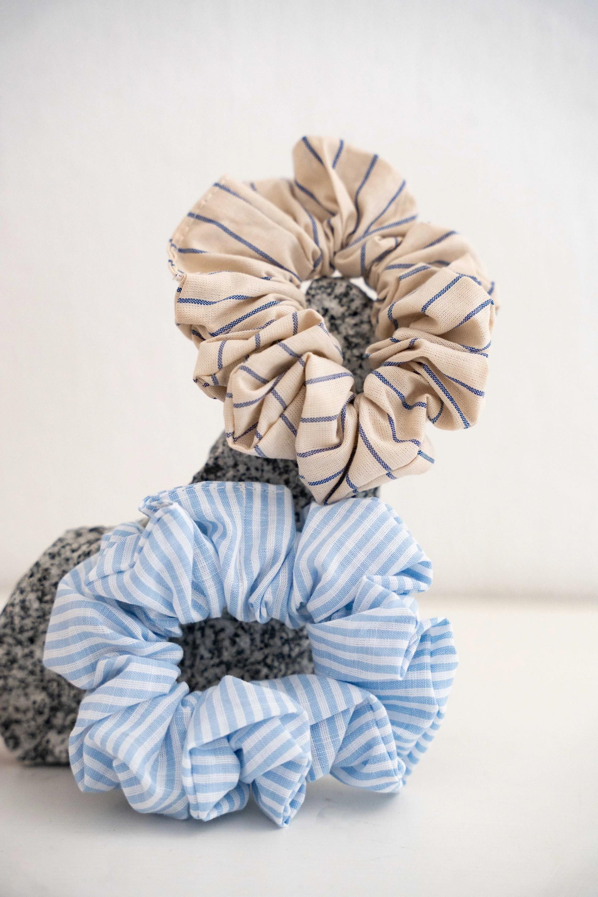 2’Lİ LASTİK TOKA (SCRUNCHIE) SETİ - PAMUK & KETEN LASTİK TOKA SETİ